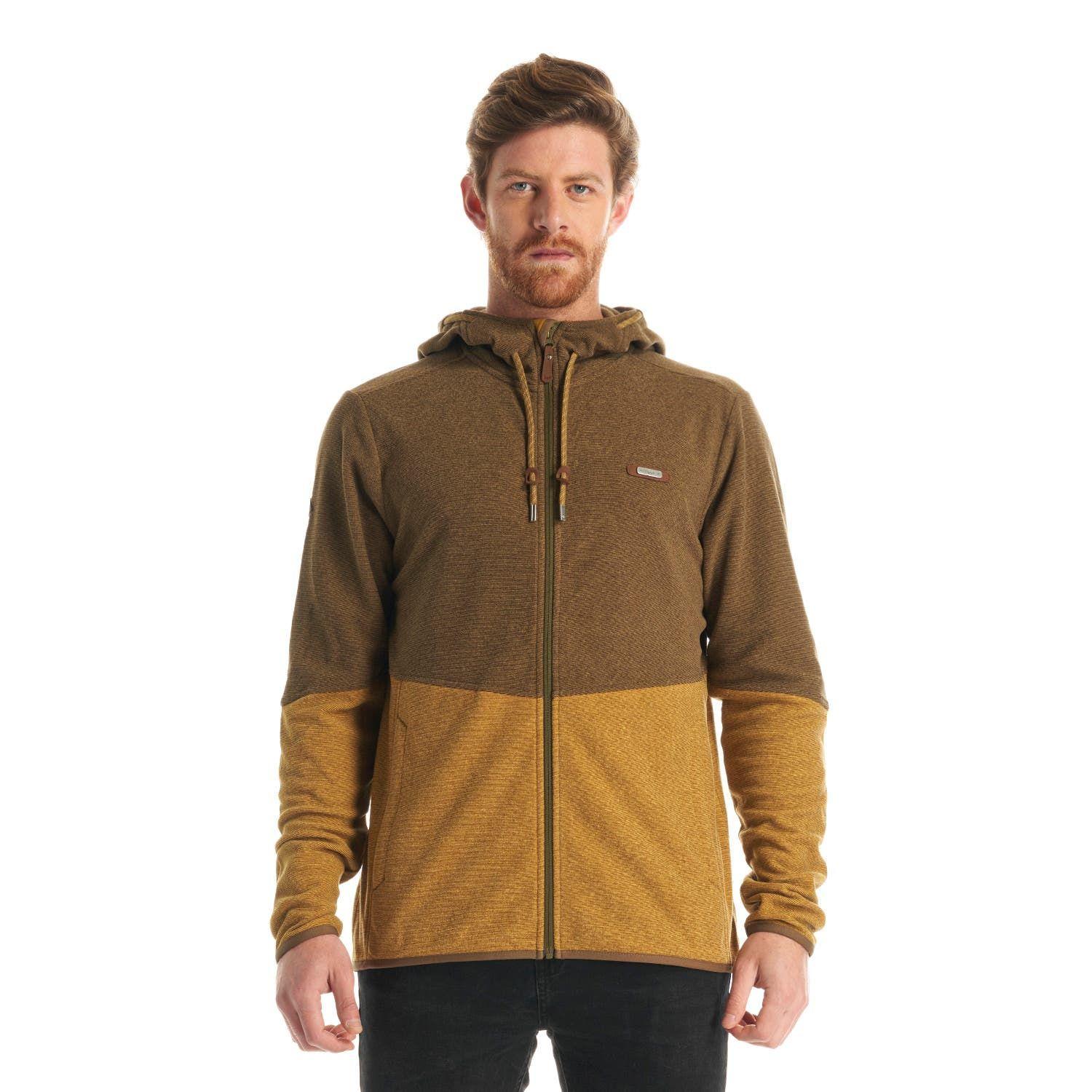 Poleron Hombre Stripes Nano-F Full Zip Hoody Mostaza Lippi V22-1