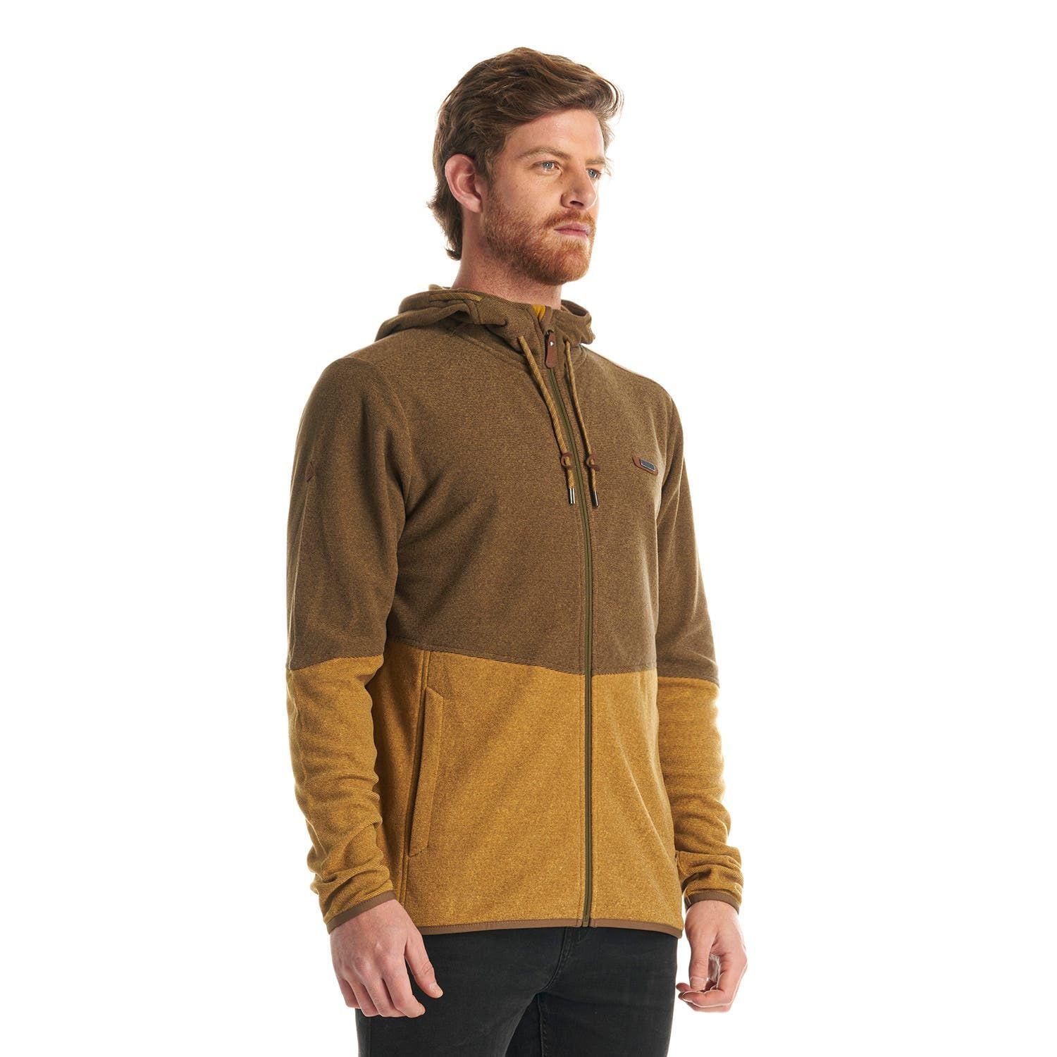 Poleron Hombre Stripes Nano-F Full Zip Hoody Mostaza Lippi V22-2