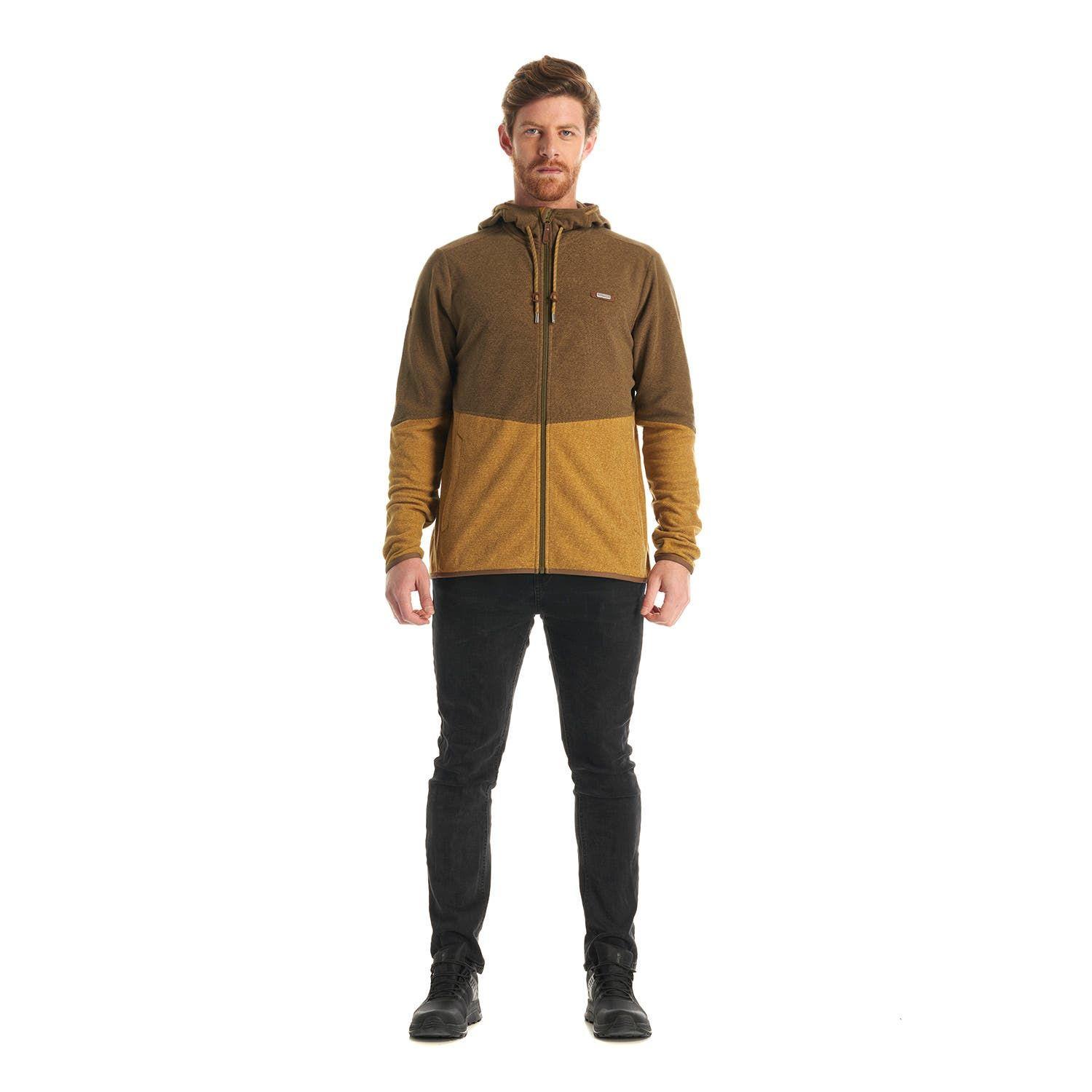 Poleron Hombre Stripes Nano-F Full Zip Hoody Mostaza Lippi V22-8