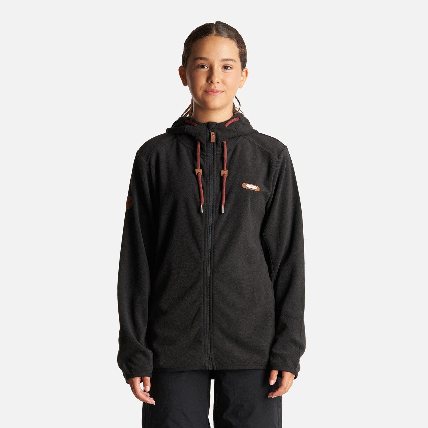 Poleron Teen Girl Stripes Nano-F Full Zip Hoody Negro Lippi I23-1