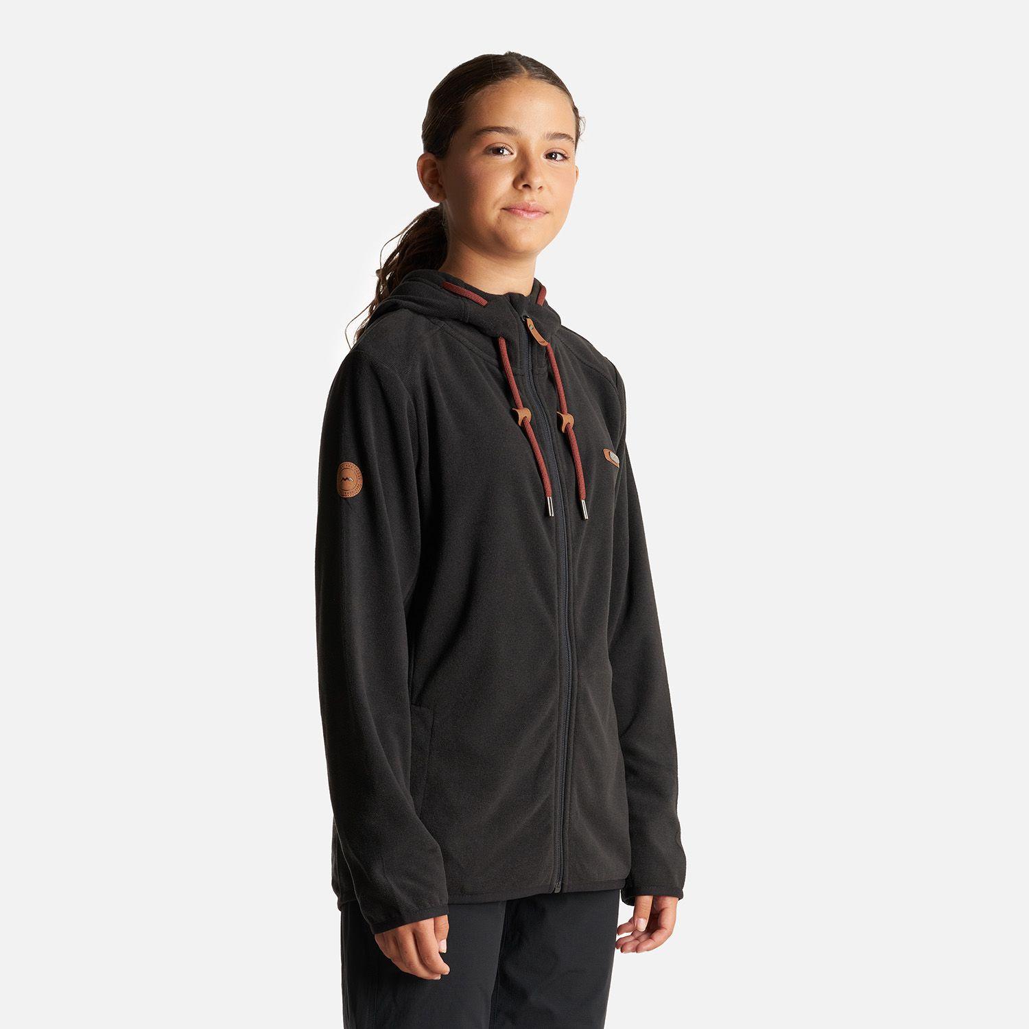Poleron Teen Girl Stripes Nano-F Full Zip Hoody Negro Lippi I23-2