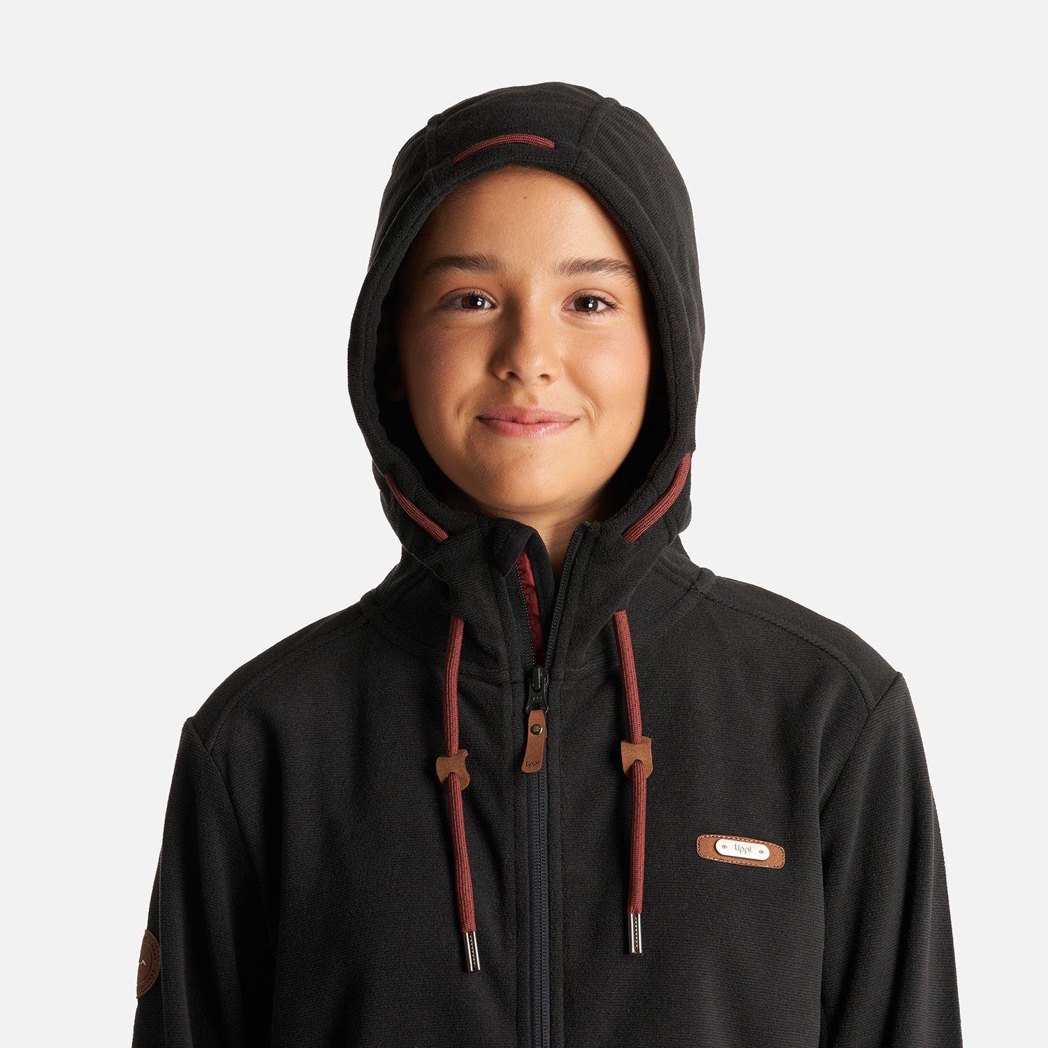 Poleron Teen Girl Stripes Nano-F Full Zip Hoody Negro Lippi I23-4