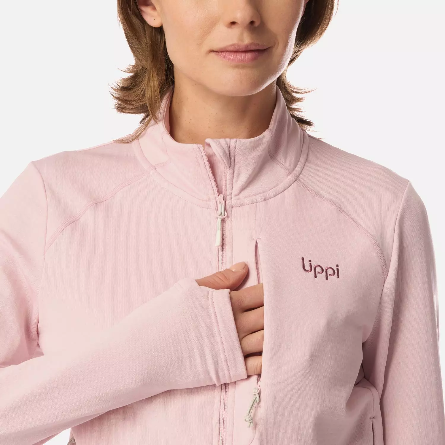 Polerón Mujer Viedma 1000 Nano-F Full Zip Rosa Claro Lippi-3