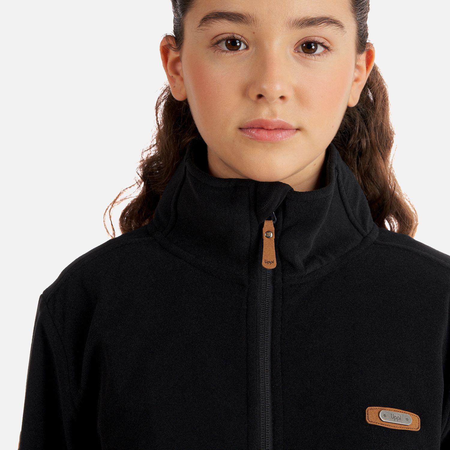 Poleron Teen Girl Stripes Nano-F Full Zip Negro Lippi I22-5