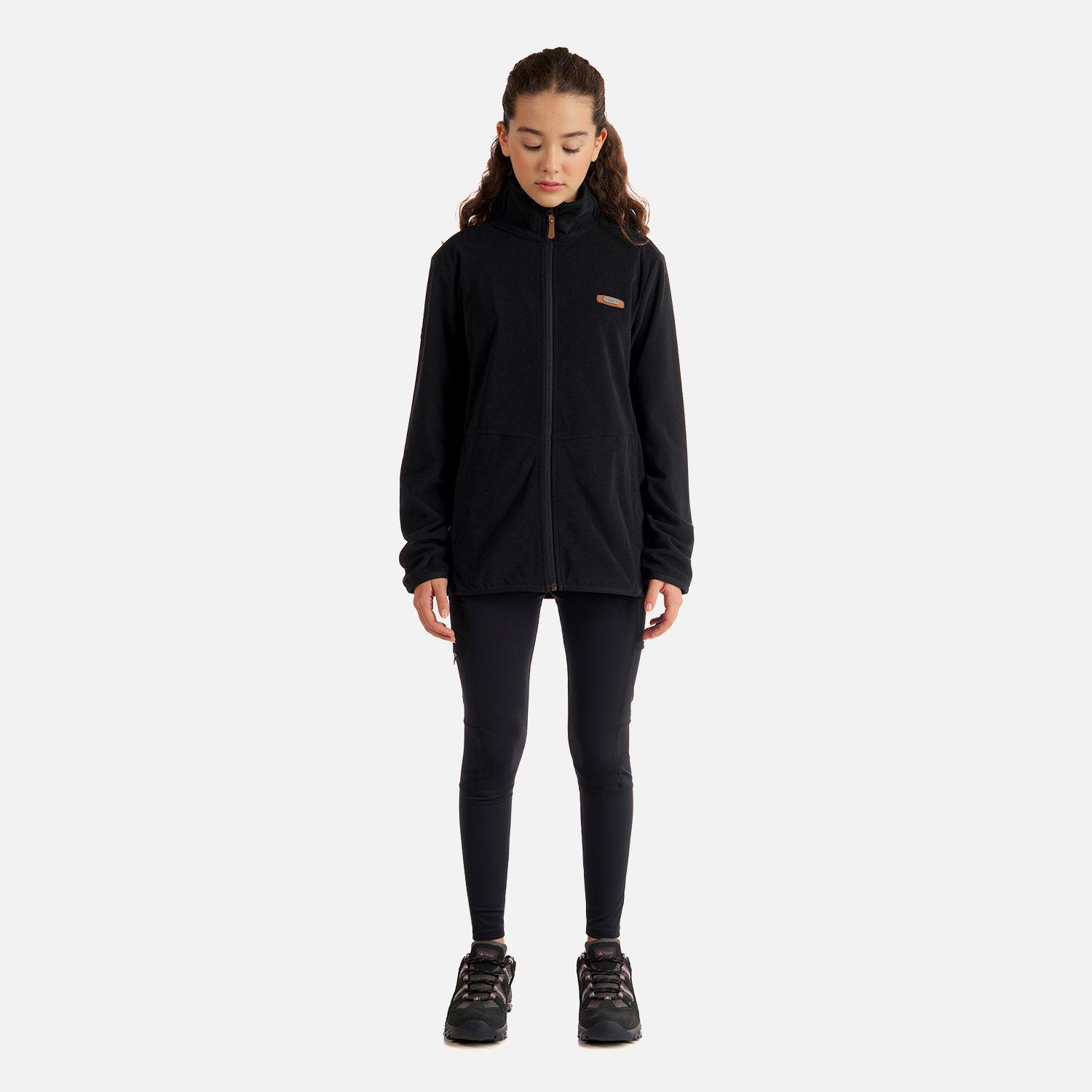 Poleron Teen Girl Stripes Nano-F Full Zip Negro Lippi I22-7