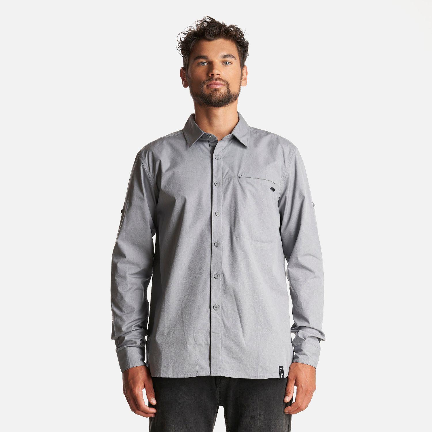 Camisa Hombre Alloy Long Sleeve Shirt Melange Gris Oscuro Lippi I23-1