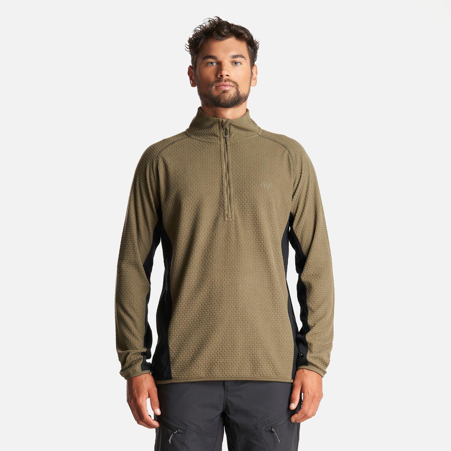 Poleron Hombre Jacaranda Nano-F 1/4 Zip Verde Militar Lippi-1