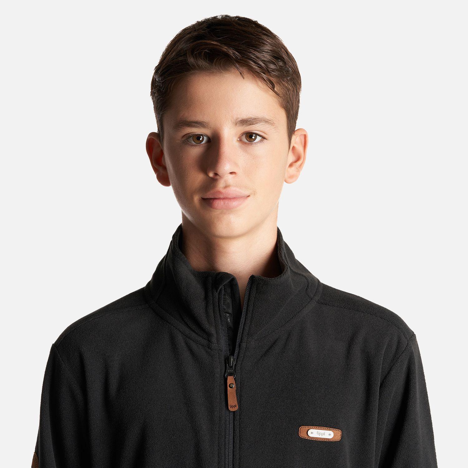 Poleron Teen Boy Stripes Nano-F Full Zip Negro Lippi I24-4