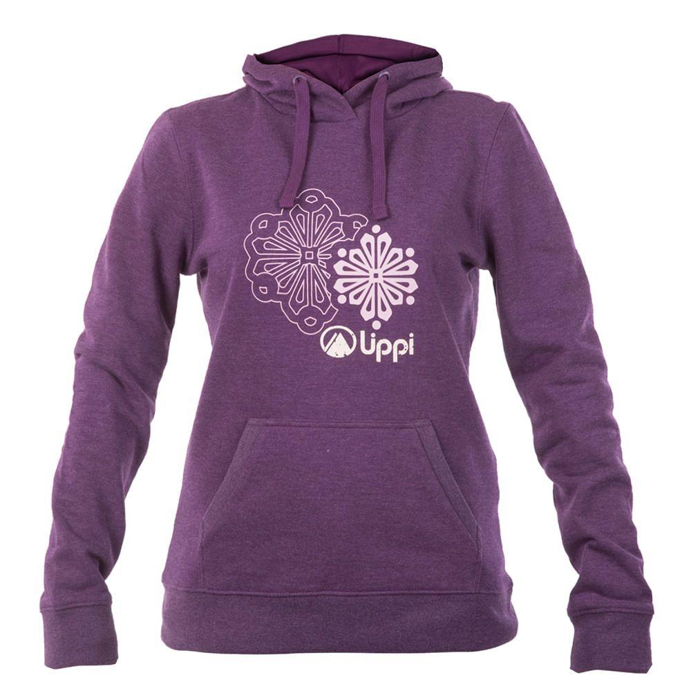 Poleron Mujer Insigne Cotton Hoody Melange Morado Lippi I17-0
