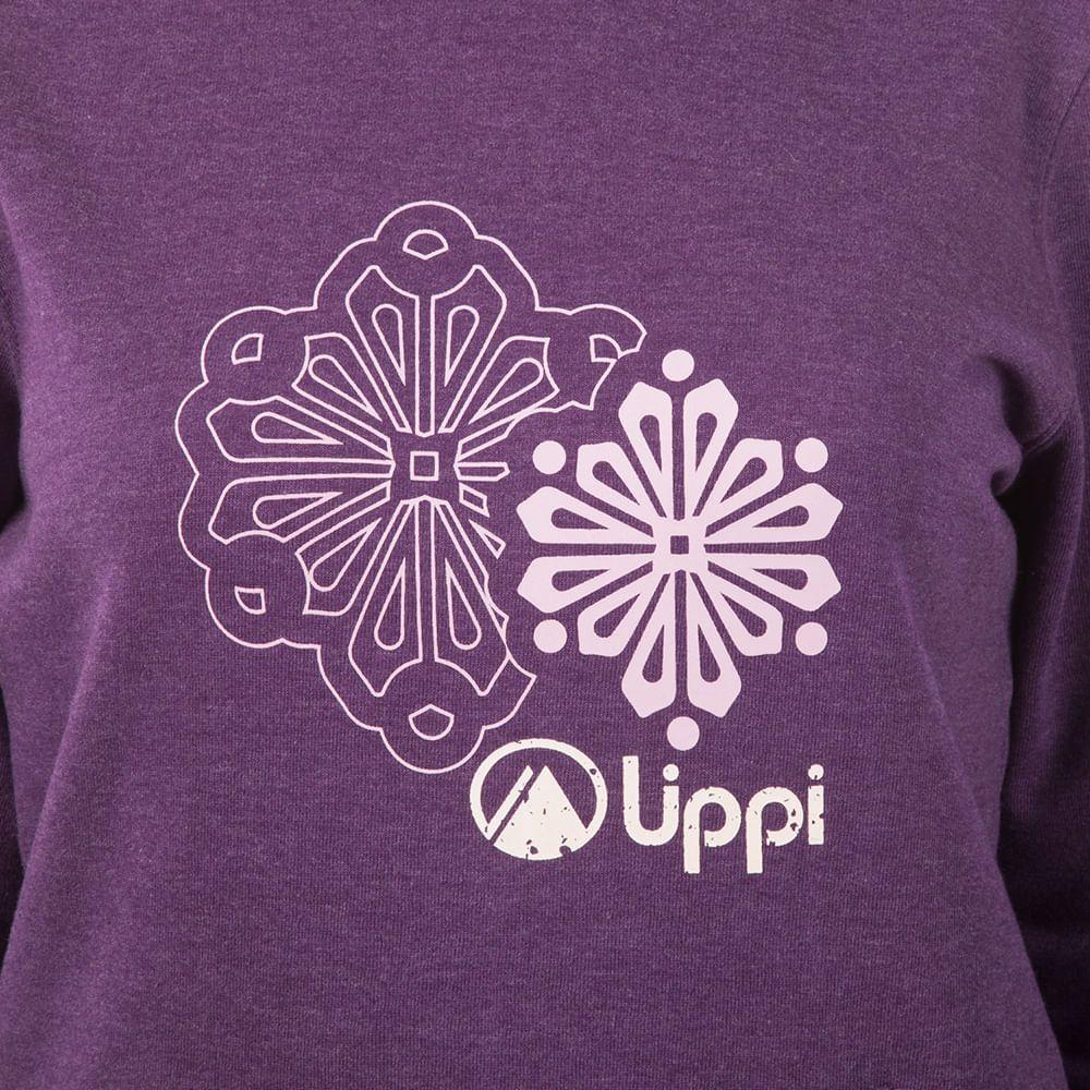 Poleron Mujer Insigne Cotton Hoody Melange Morado Lippi I17-1