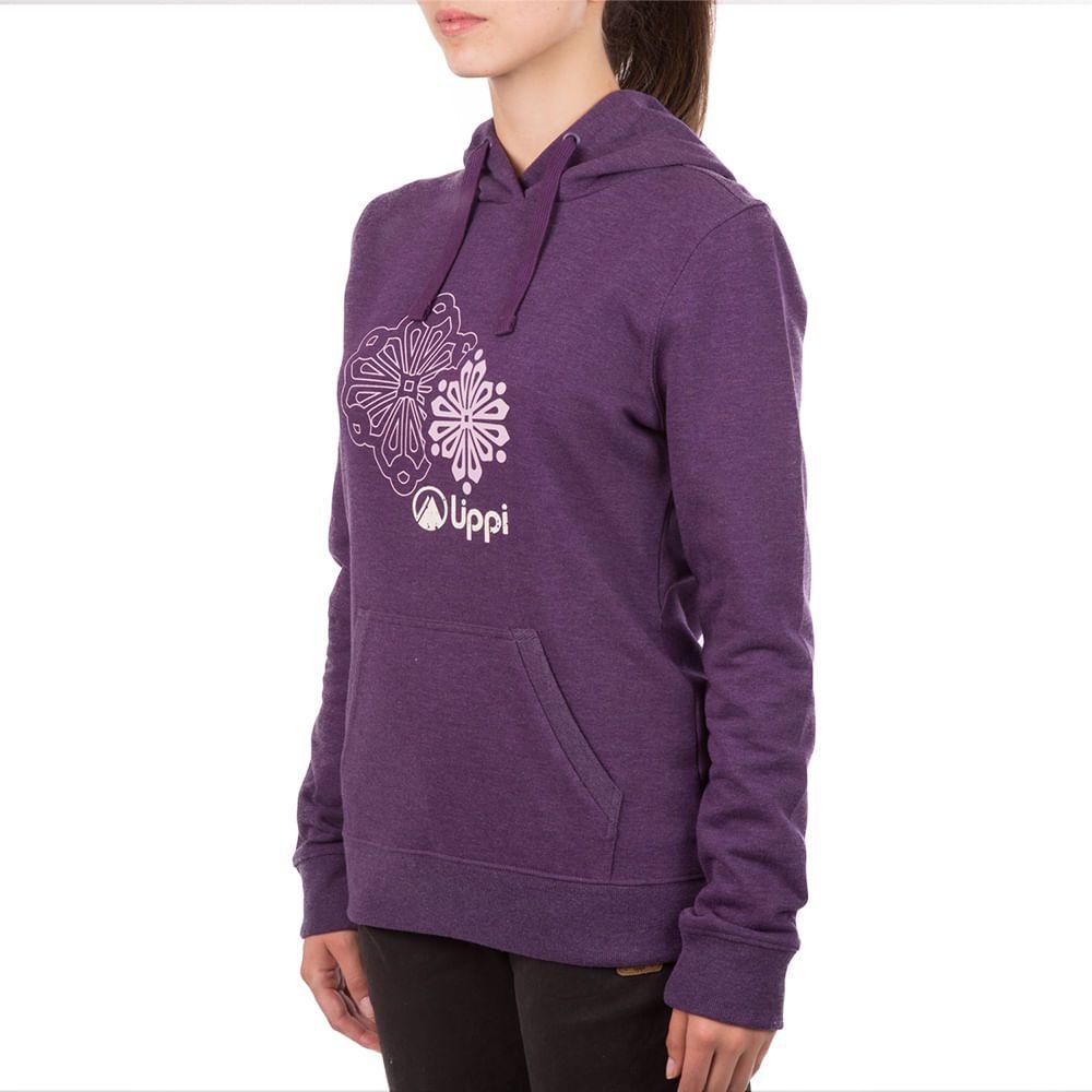 Poleron Mujer Insigne Cotton Hoody Melange Morado Lippi I17-2