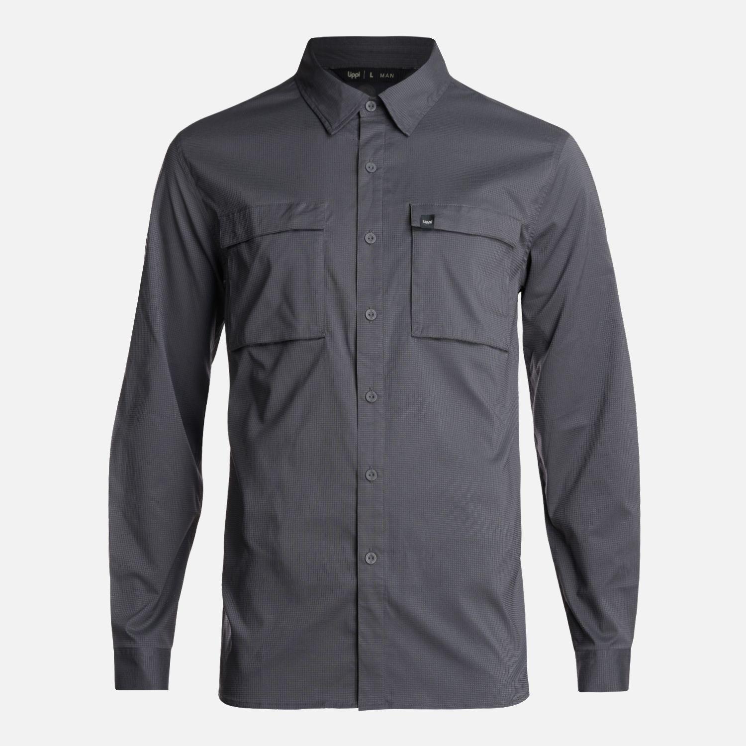 Camisa Hombre Rosselot Long Sleeve Q-Dry Shirt Gris Medio Lippi V24-0