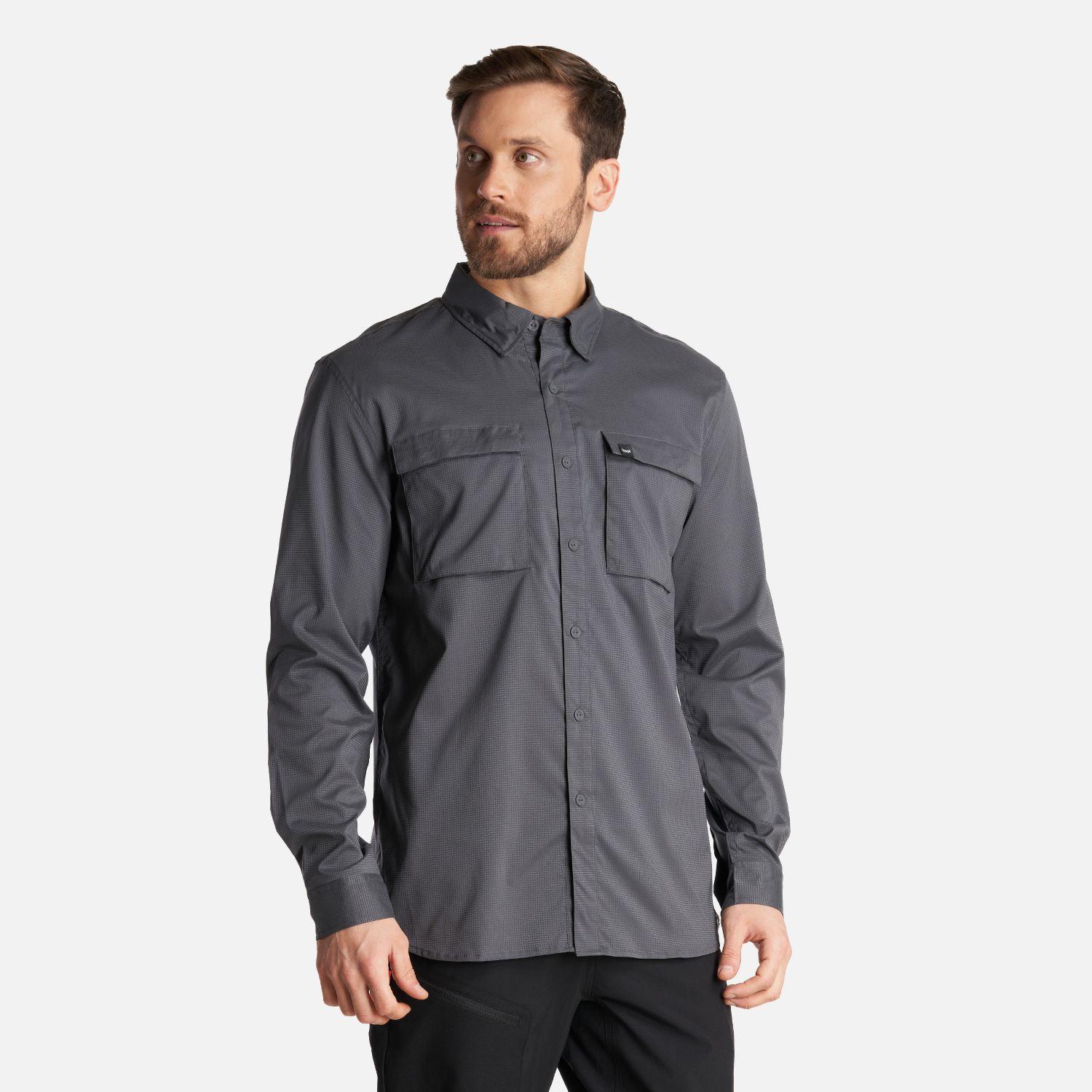 Camisa Hombre Rosselot Long Sleeve Q-Dry Shirt Gris Medio Lippi V24-2