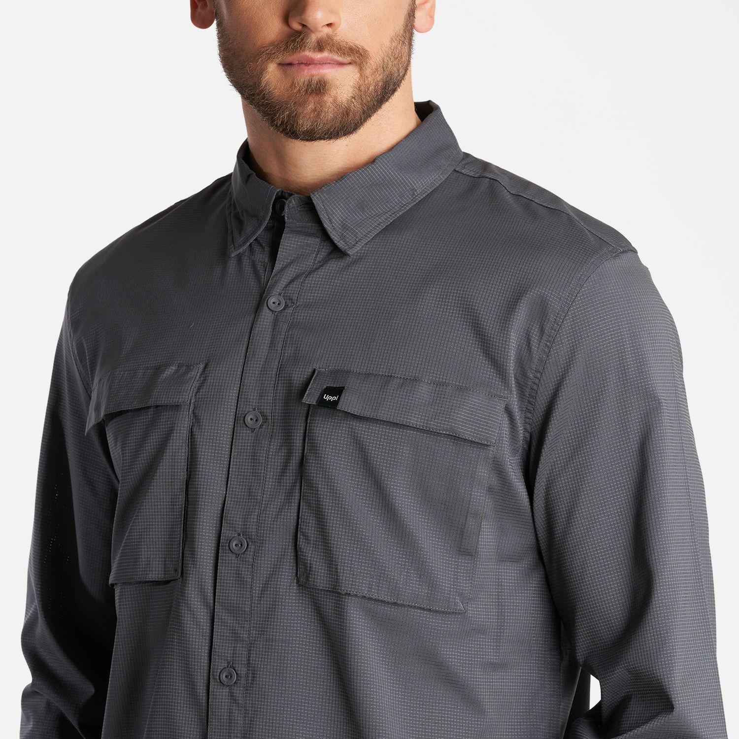 Camisa Hombre Rosselot Long Sleeve Q-Dry Shirt Gris Medio Lippi V24-4