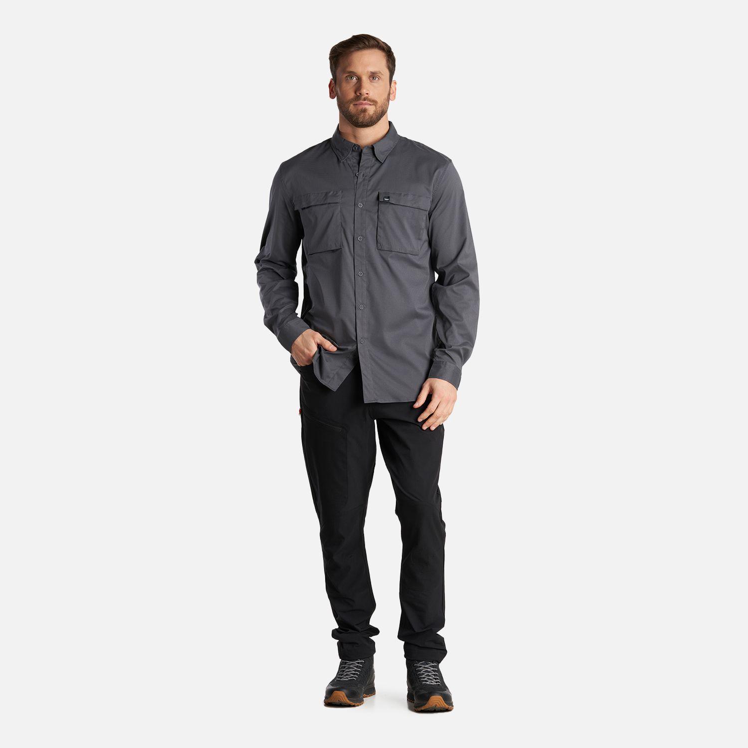 Camisa Hombre Rosselot Long Sleeve Q-Dry Shirt Gris Medio Lippi V24-6