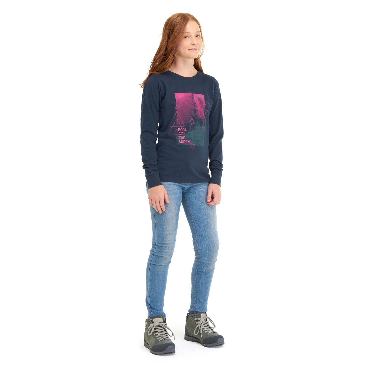Polera Teen Girl Night Sky Long Sleeve Cotton T-Shirt Azul Marino Lippi-5