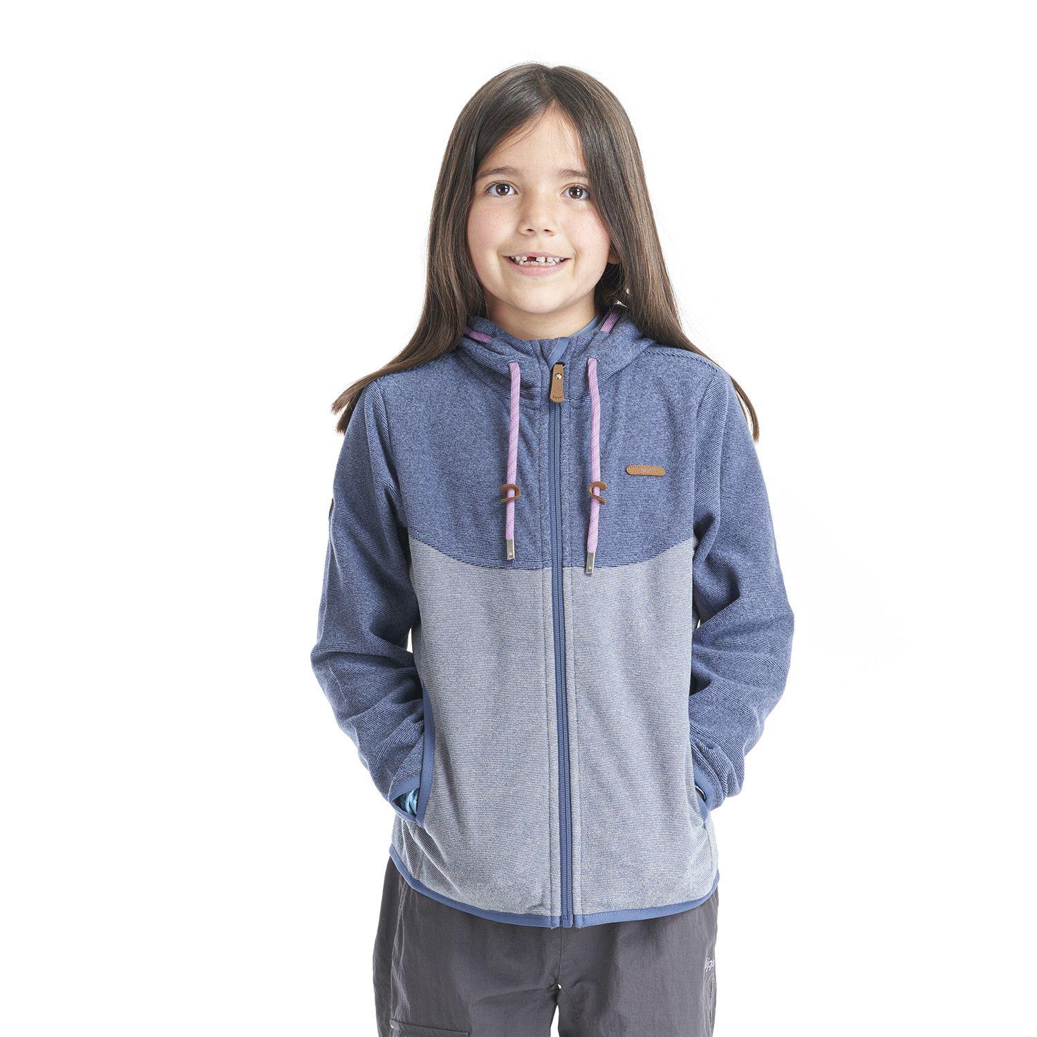 Poleron Niña Stripes Nano-F Full Zip Azul Piedra Lila Lippi-1