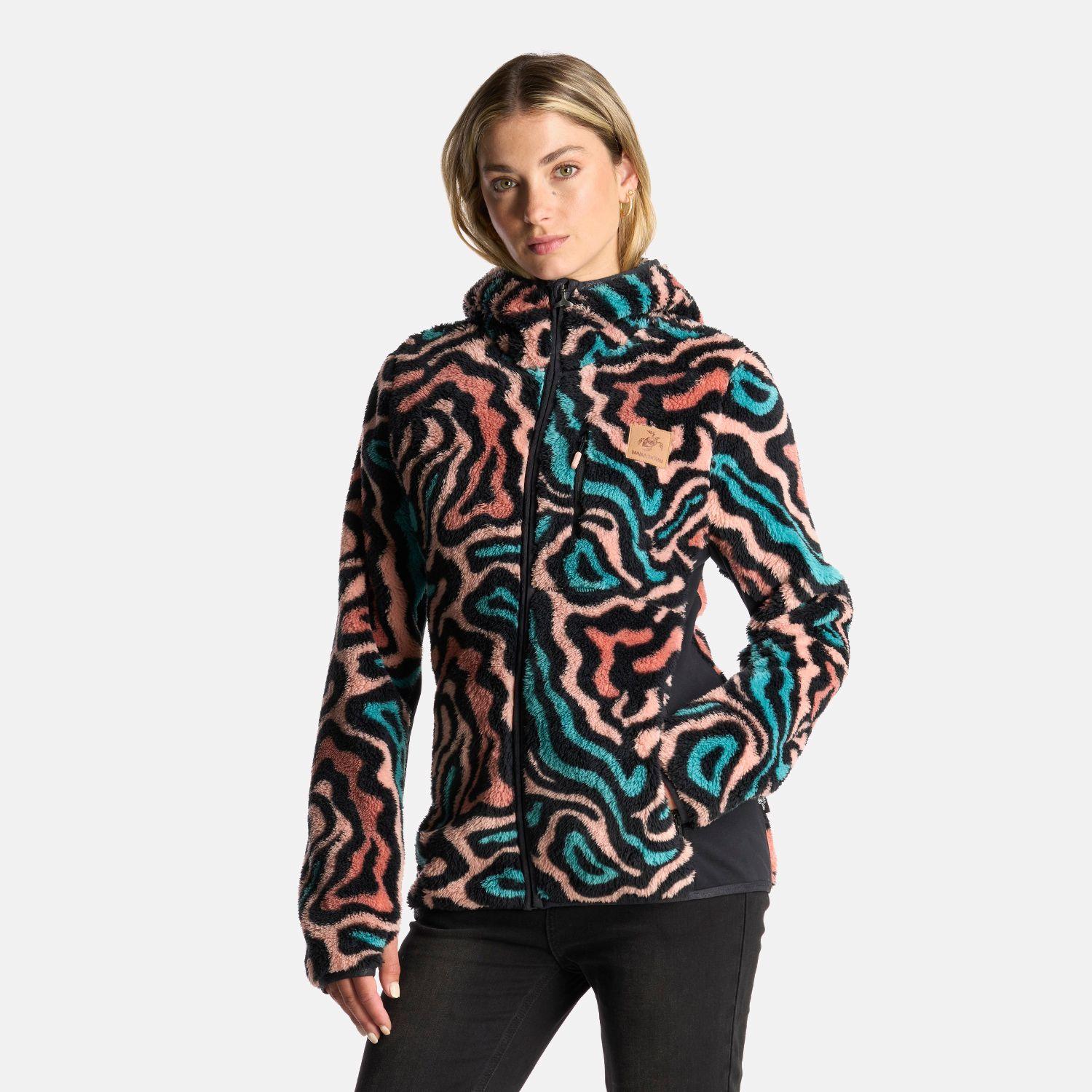 Poleron Mujer Calur-oso Print Negro Haka Honu-2
