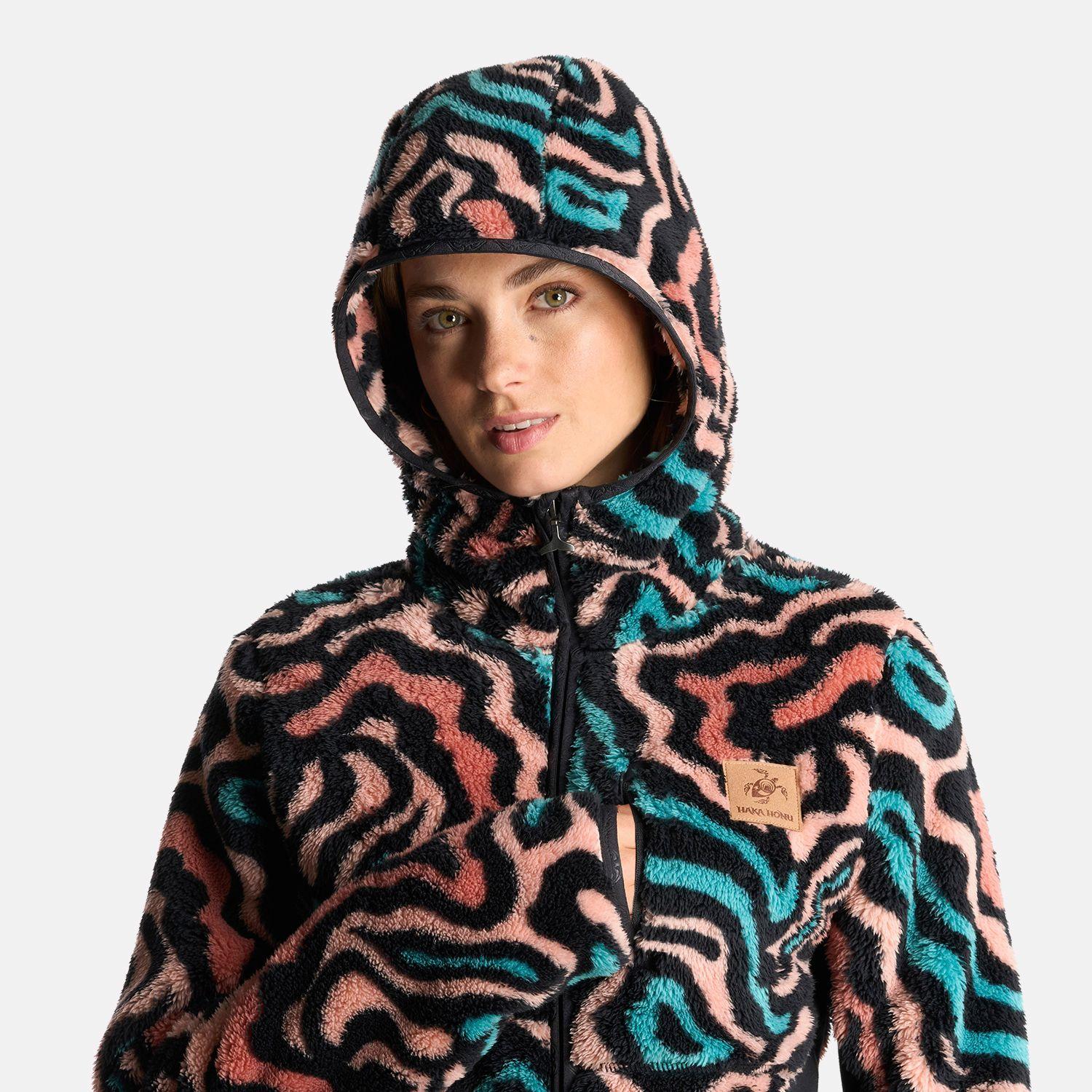 Poleron Mujer Calur-oso Print Negro Haka Honu-5