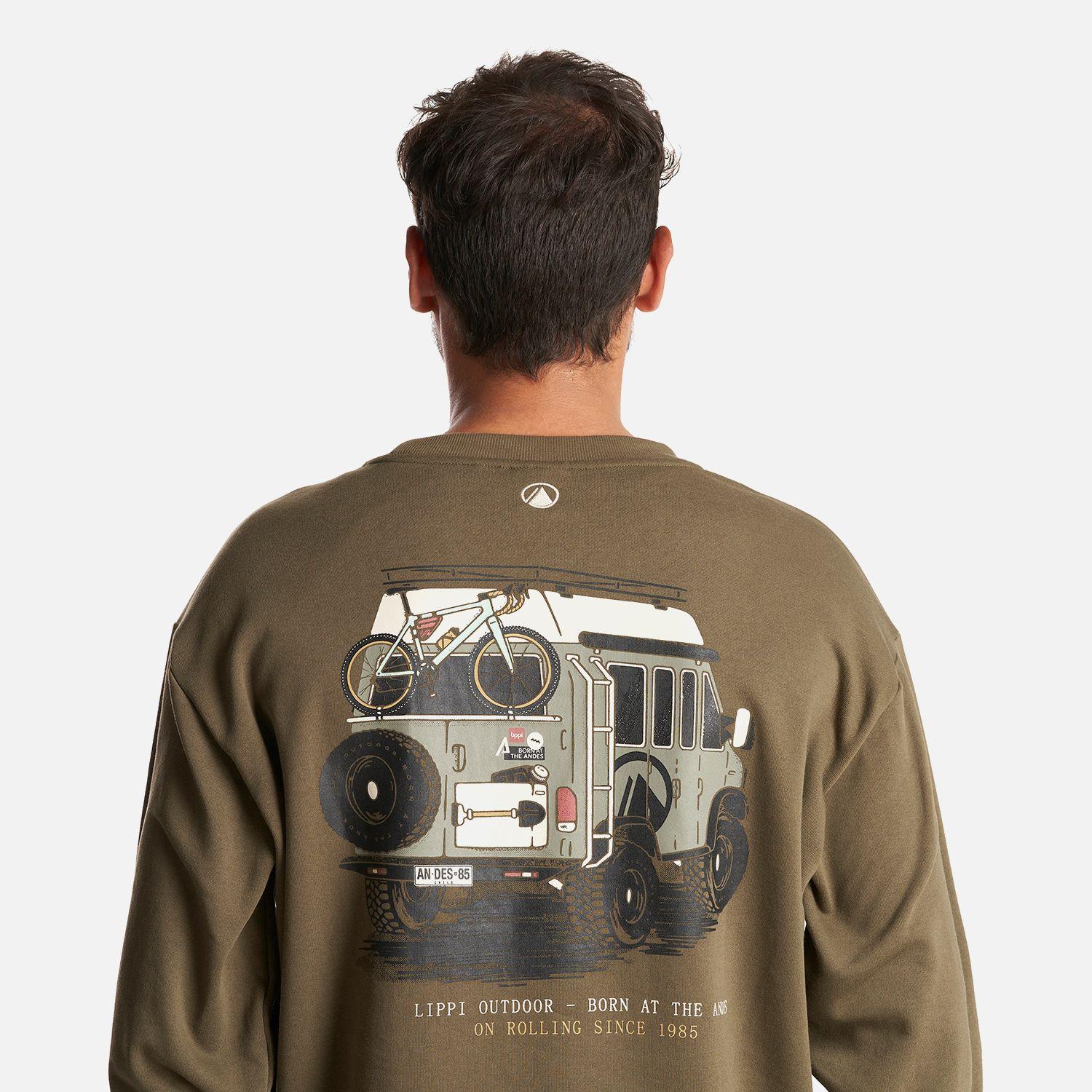 Poleron Hombre Insigne Crewneck Sweatshirt Back Print Verde Militar Lippi-4