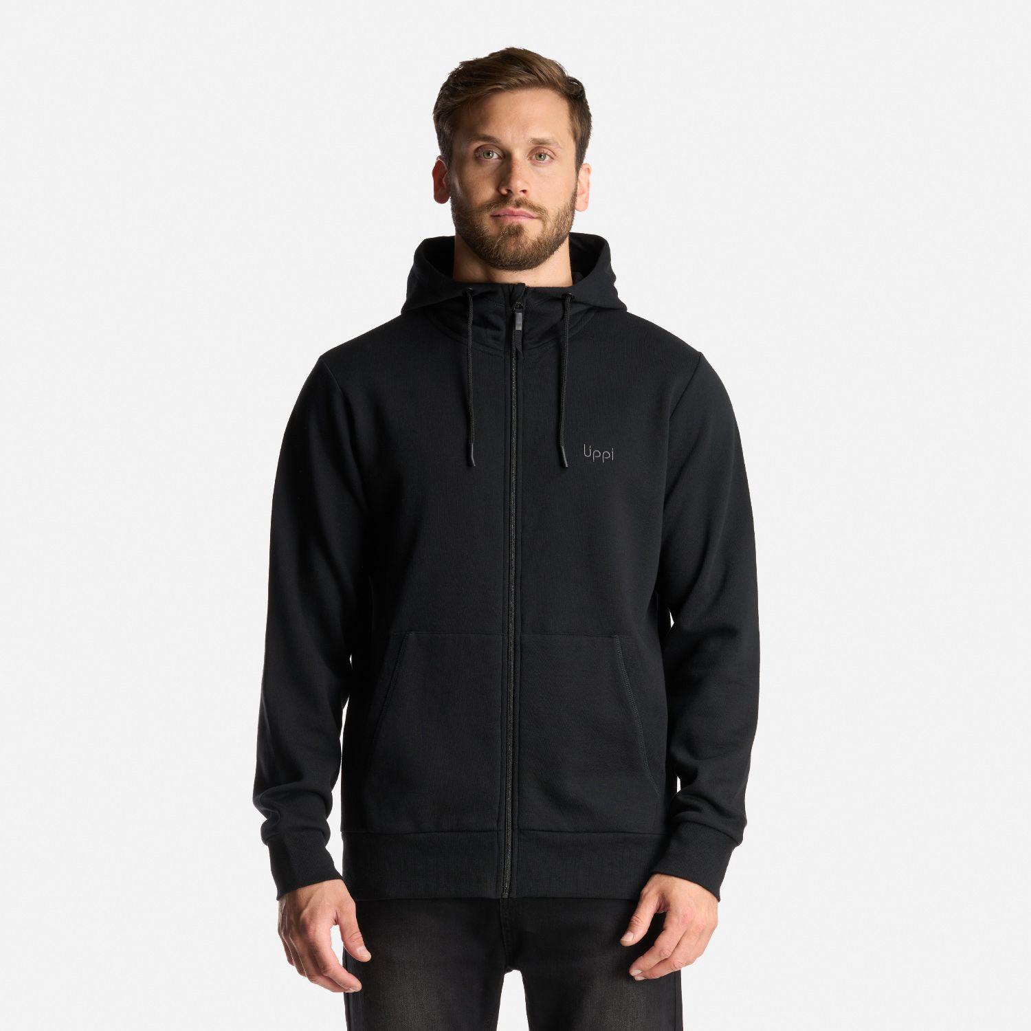 Poleron Hombre Ulmo Full Zip Hoody Sweatshirt Negro Lippi I24-1