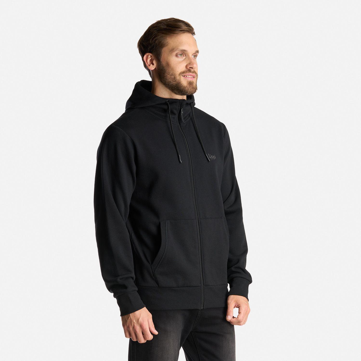 Poleron Hombre Ulmo Full Zip Hoody Sweatshirt Negro Lippi I24-2