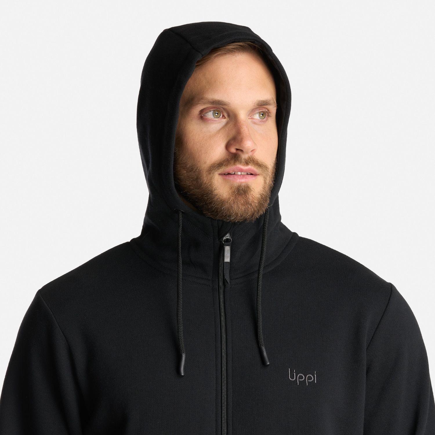 Poleron Hombre Ulmo Full Zip Hoody Sweatshirt Negro Lippi I24-5