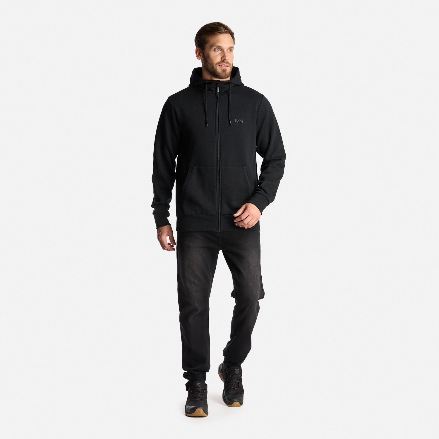 Poleron Hombre Ulmo Full Zip Hoody Sweatshirt Negro Lippi I24-7