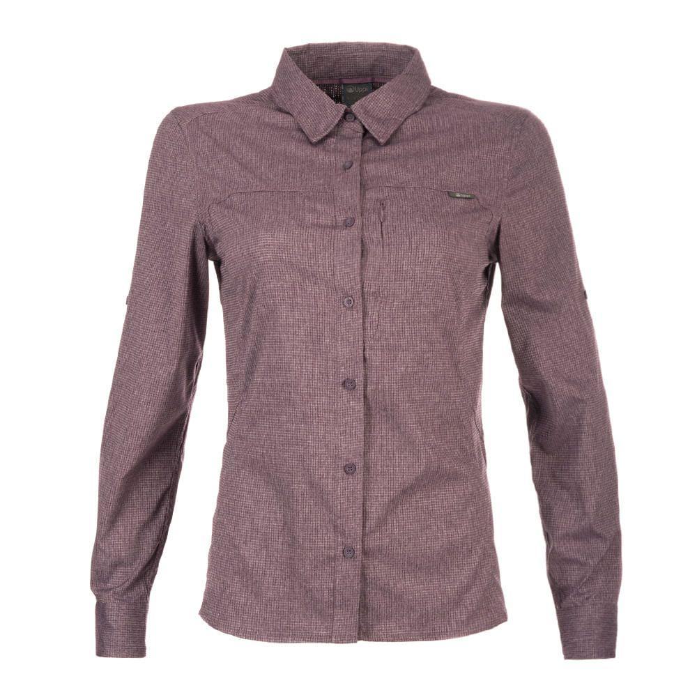 Camisa Mujer Rosselot Long Sleeve Q-Dry Shirt Melange Morado Lippi-0