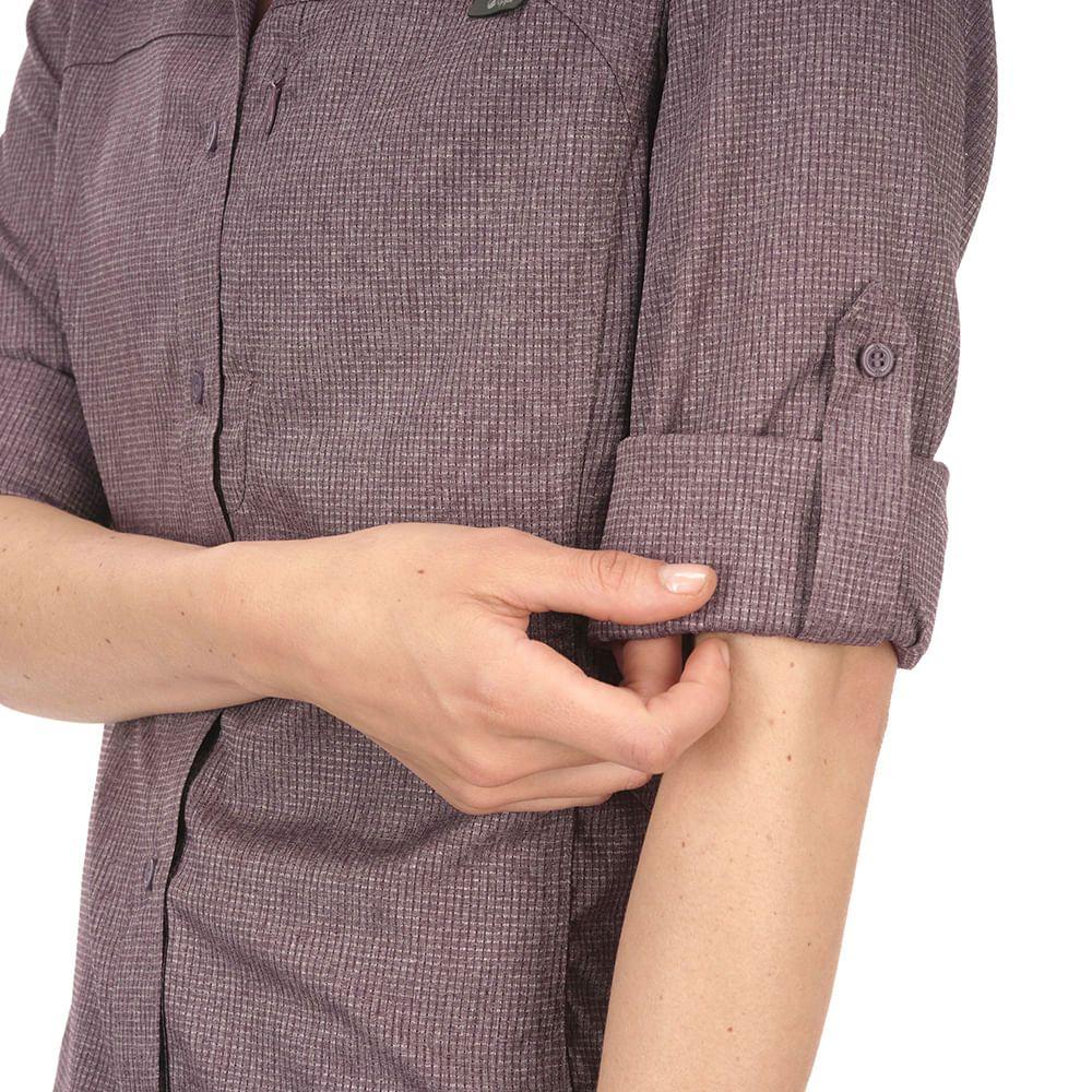 Camisa Mujer Rosselot Long Sleeve Q-Dry Shirt Melange Morado Lippi-4
