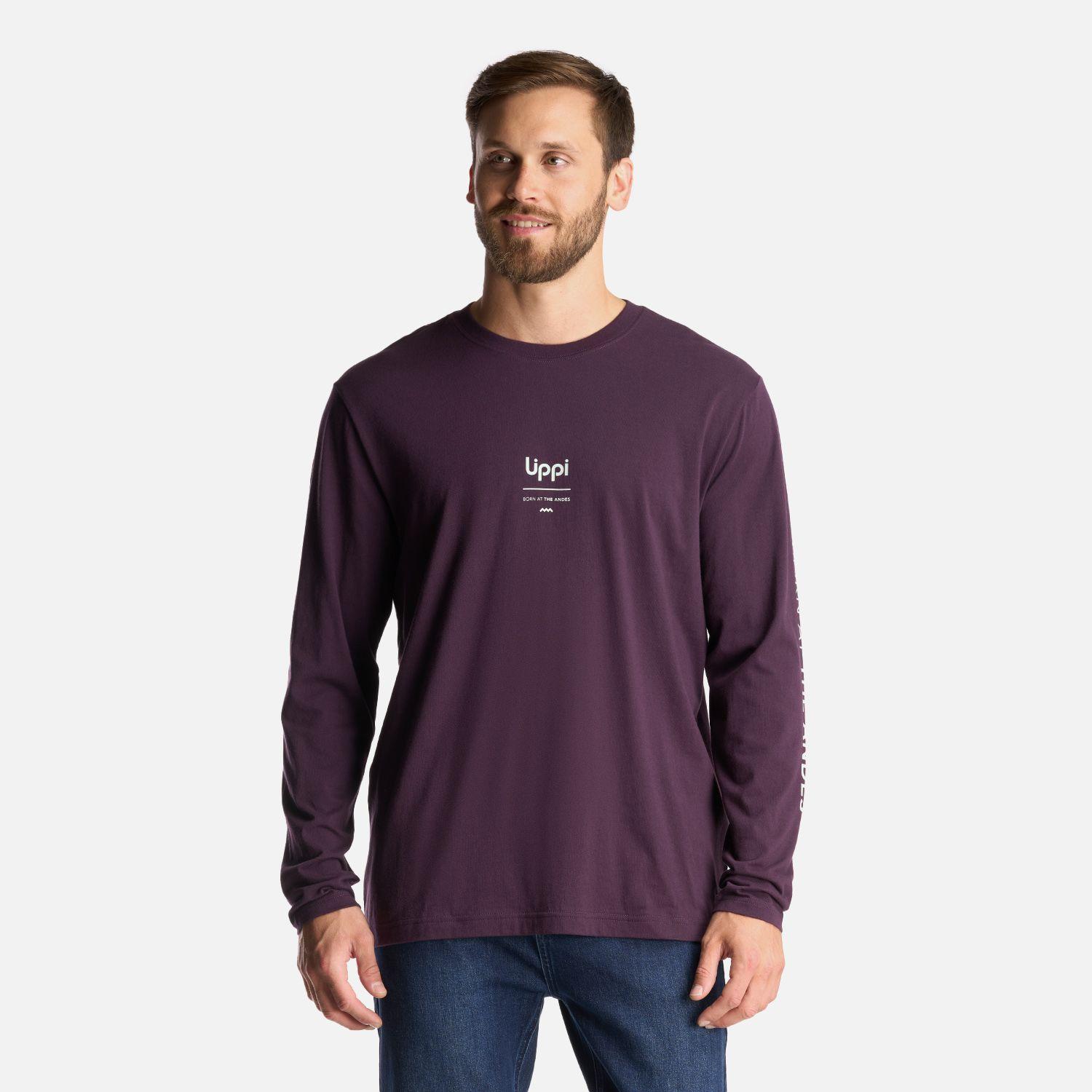 Polera Hombre Logo Lippi Long Sleeve T-Shirt Morado Oscuro Lippi-1