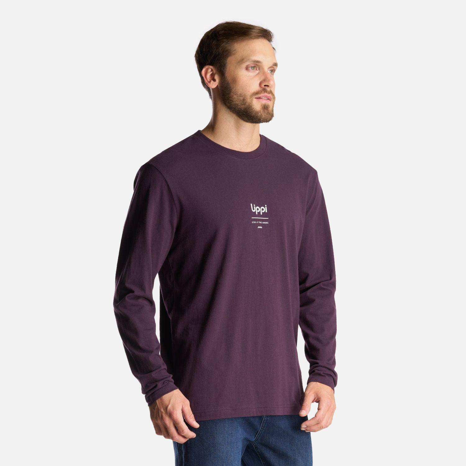 Polera Hombre Logo Lippi Long Sleeve T-Shirt Morado Oscuro Lippi-2