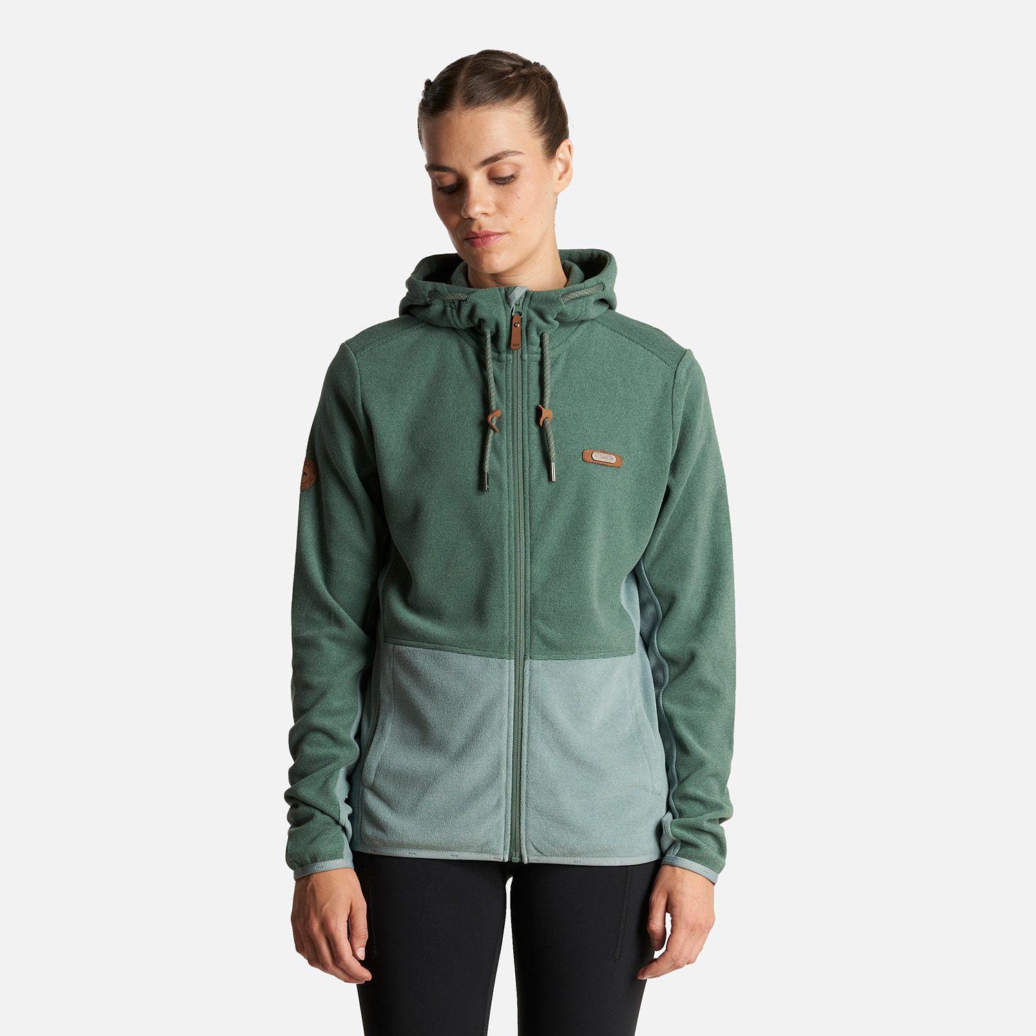Poleron Mujer Stripes Nano-F Full Zip Hoody Verde Botella Lippi-1