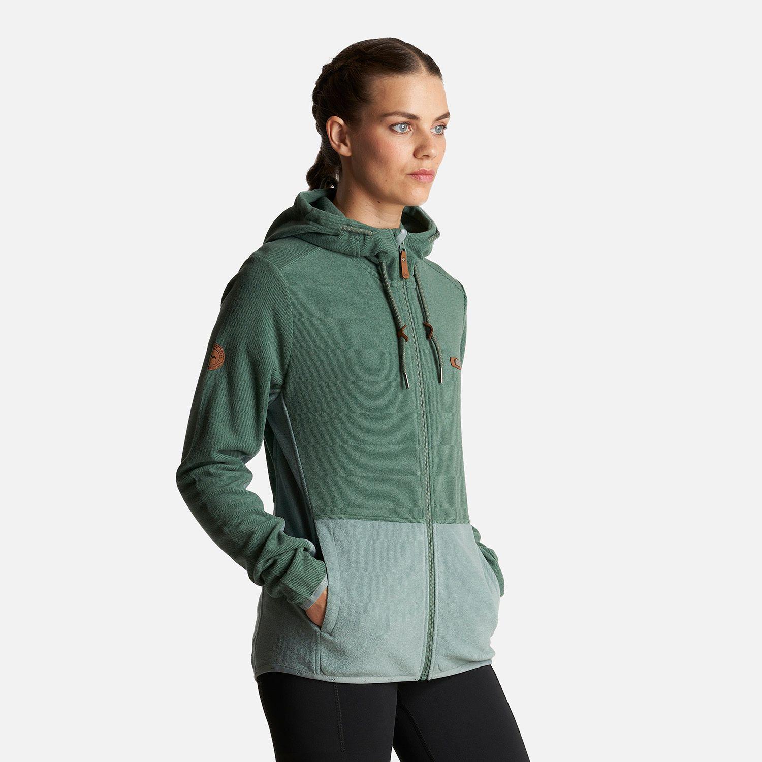 Poleron Mujer Stripes Nano-F Full Zip Hoody Verde Botella Lippi-2