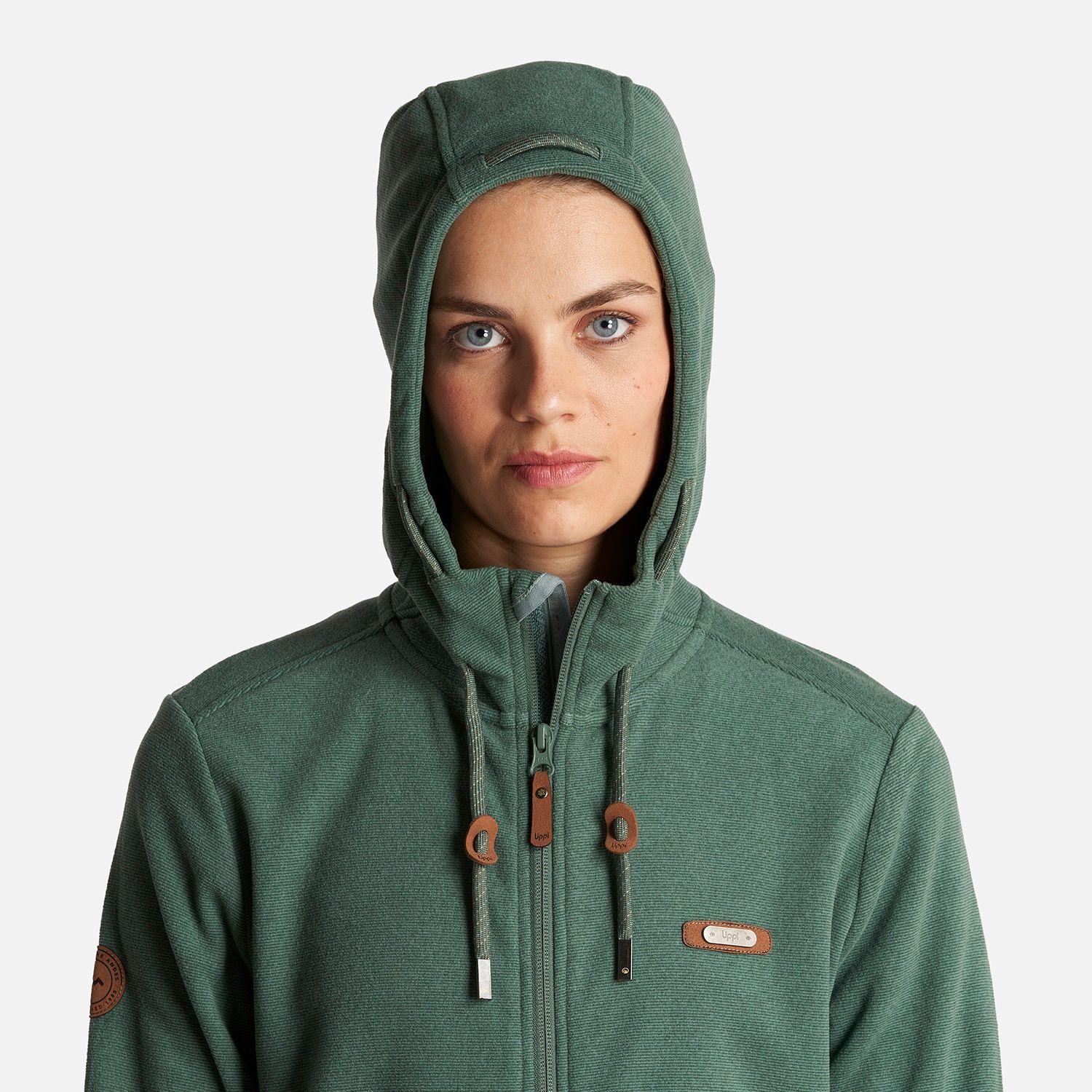 Poleron Mujer Stripes Nano-F Full Zip Hoody Verde Botella Lippi-4