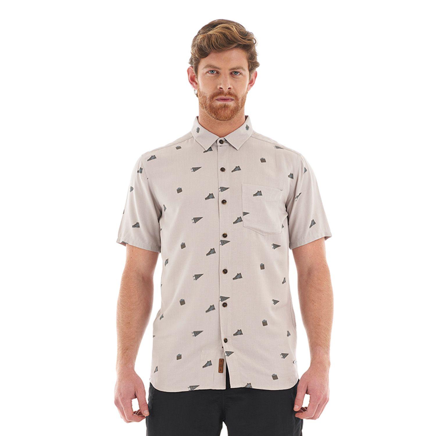 Camisa Hombre Camp Short Sleeve Shirt Print Crudo Lippi-1