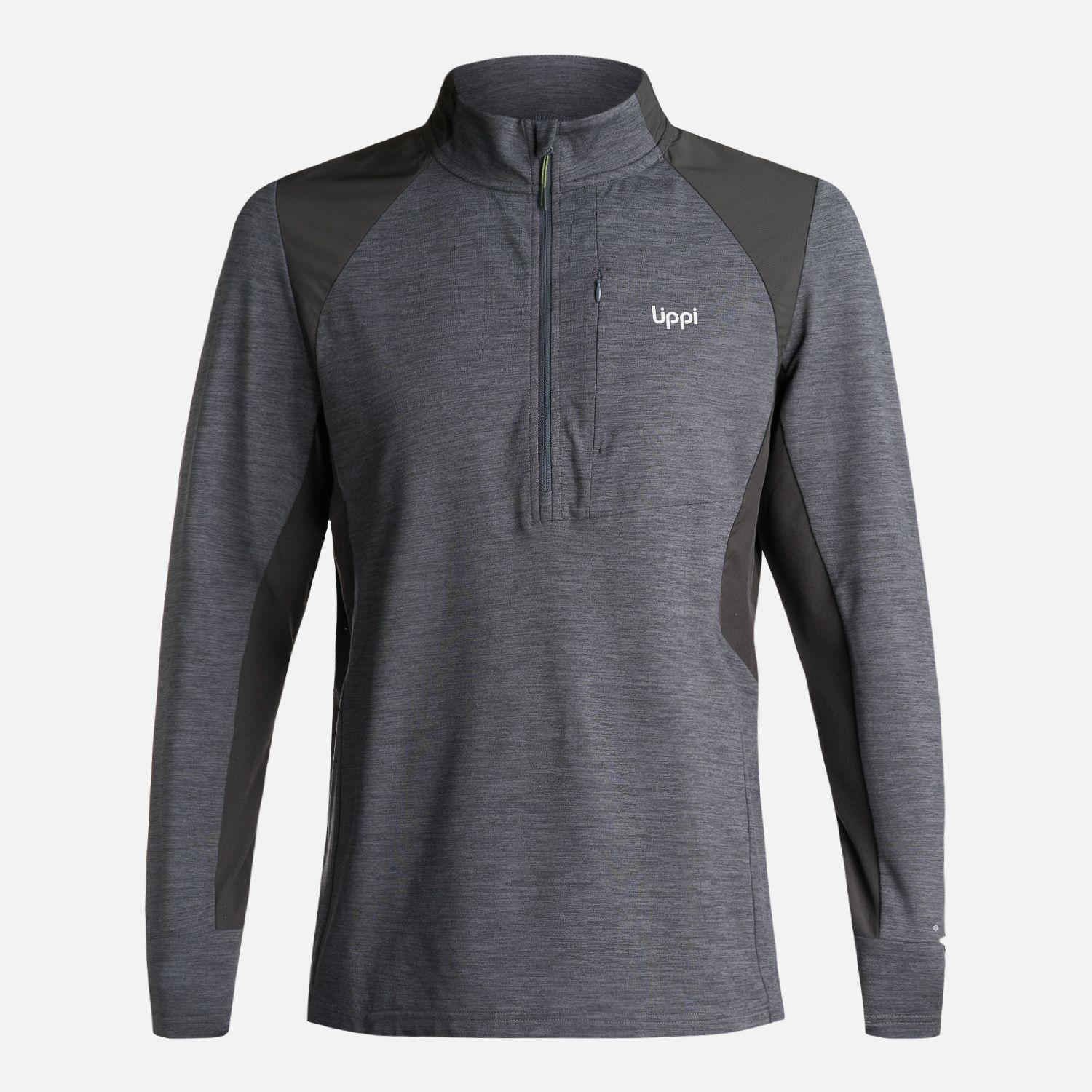Poleron Hombre Egger 1/4 Zip Melange Negro Lippi I24-0