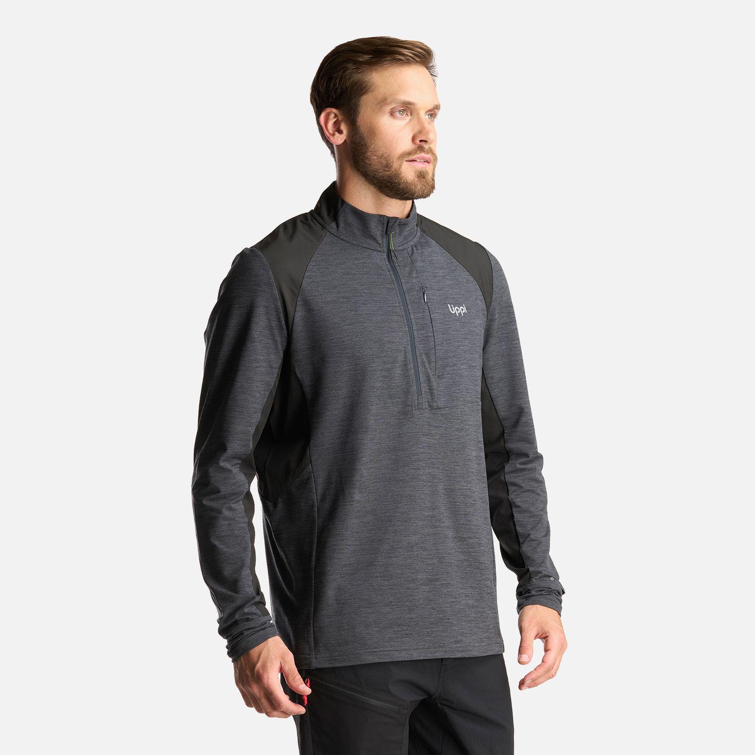 Poleron Hombre Egger 1/4 Zip Melange Negro Lippi I24-2