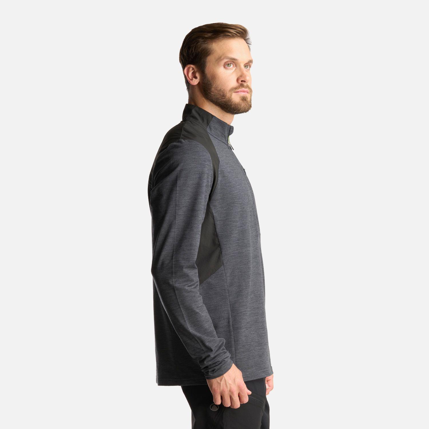 Poleron Hombre Egger 1/4 Zip Melange Negro Lippi I24-3