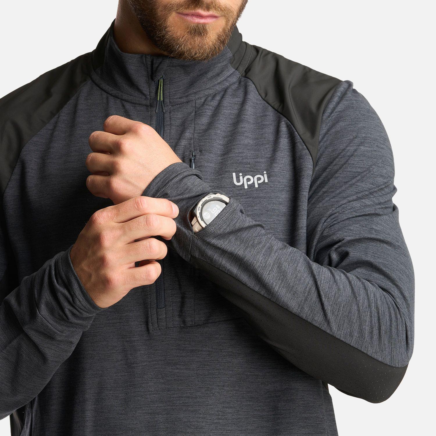 Poleron Hombre Egger 1/4 Zip Melange Negro Lippi I24-6