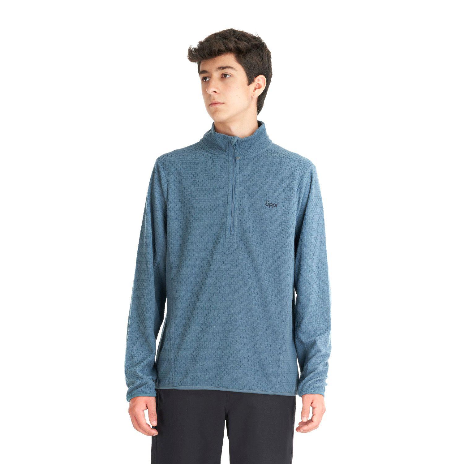 Poleron Teen Boy Mild Nano-F 14 Zip Azul Grisaceo Lippi-1