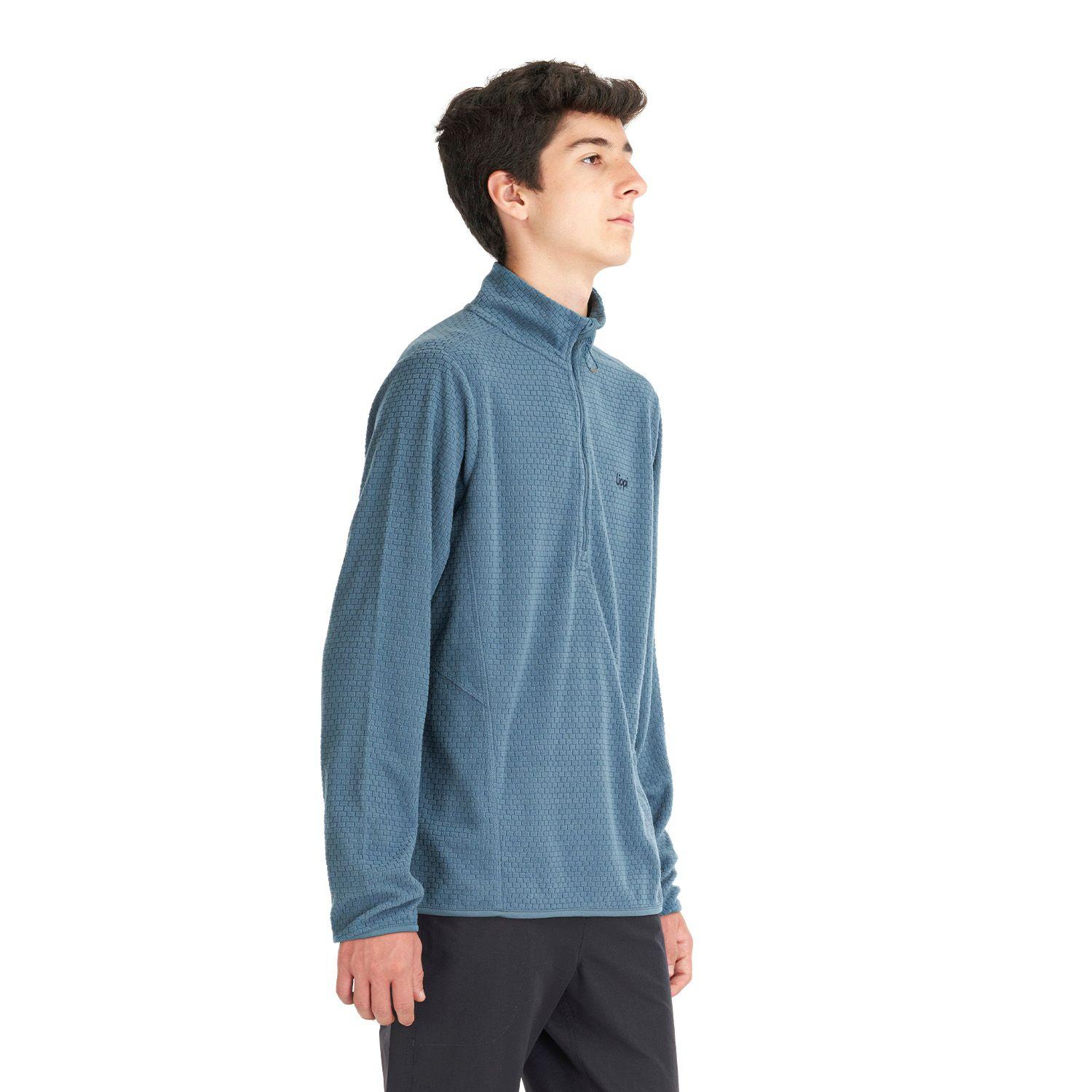 Poleron Teen Boy Mild Nano-F 14 Zip Azul Grisaceo Lippi-2