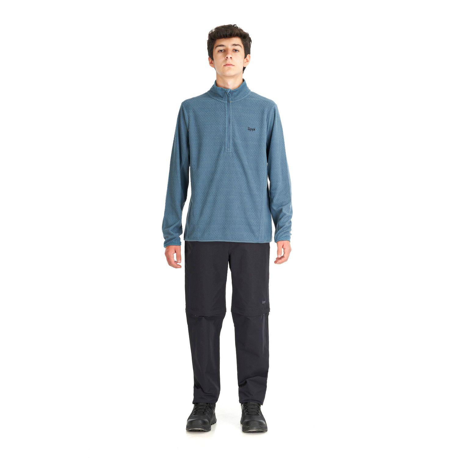 Poleron Teen Boy Mild Nano-F 14 Zip Azul Grisaceo Lippi-5