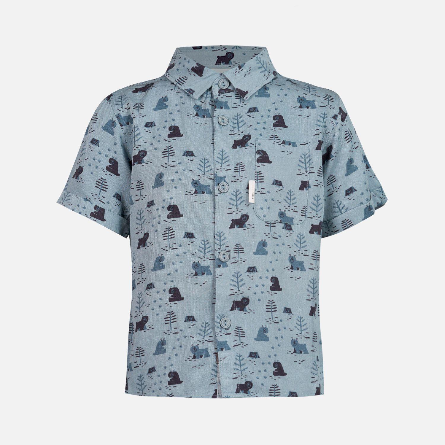 Camisa Niño Cliff Shirt Print Azul Piedra Lippi-0