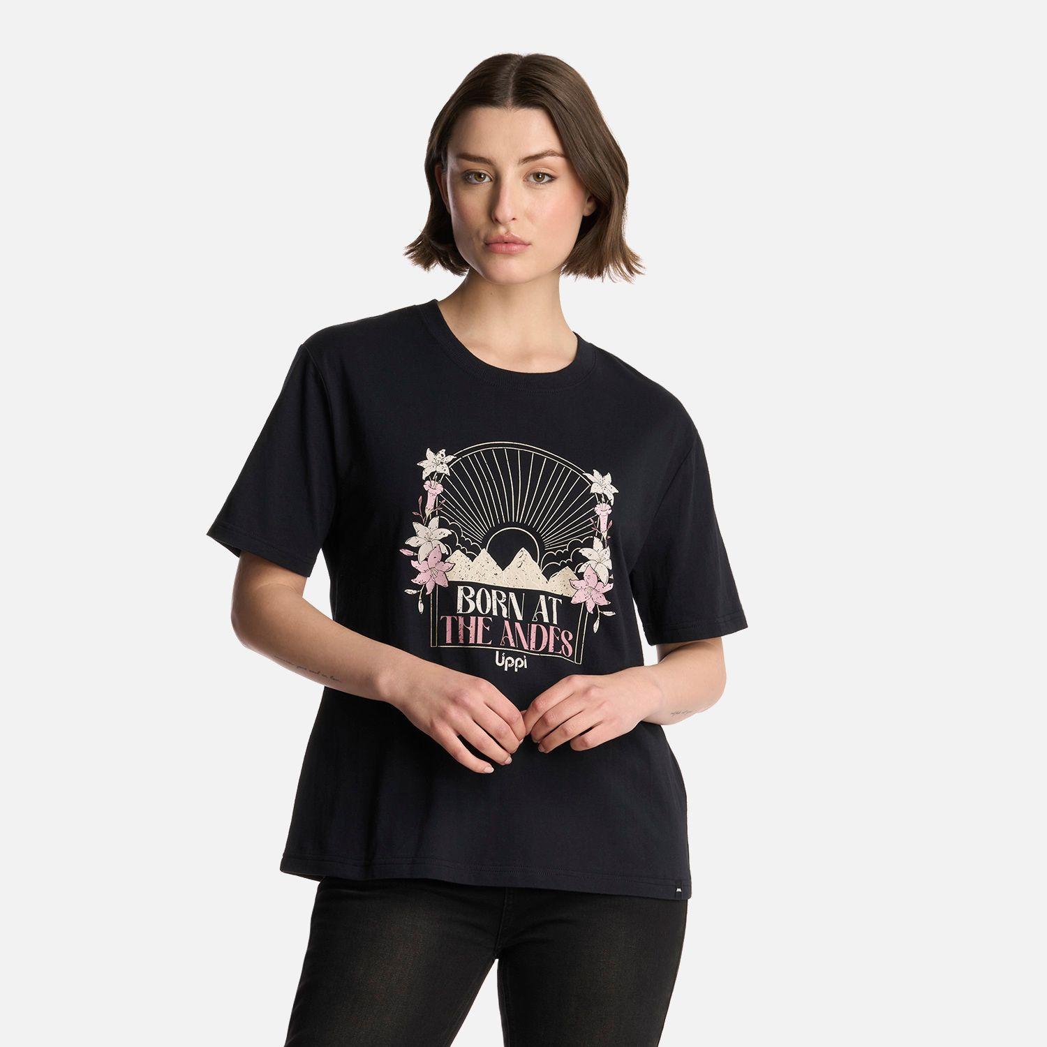 Polera Mujer Logo Lippi T-Shirt Negro Lippi V25-0