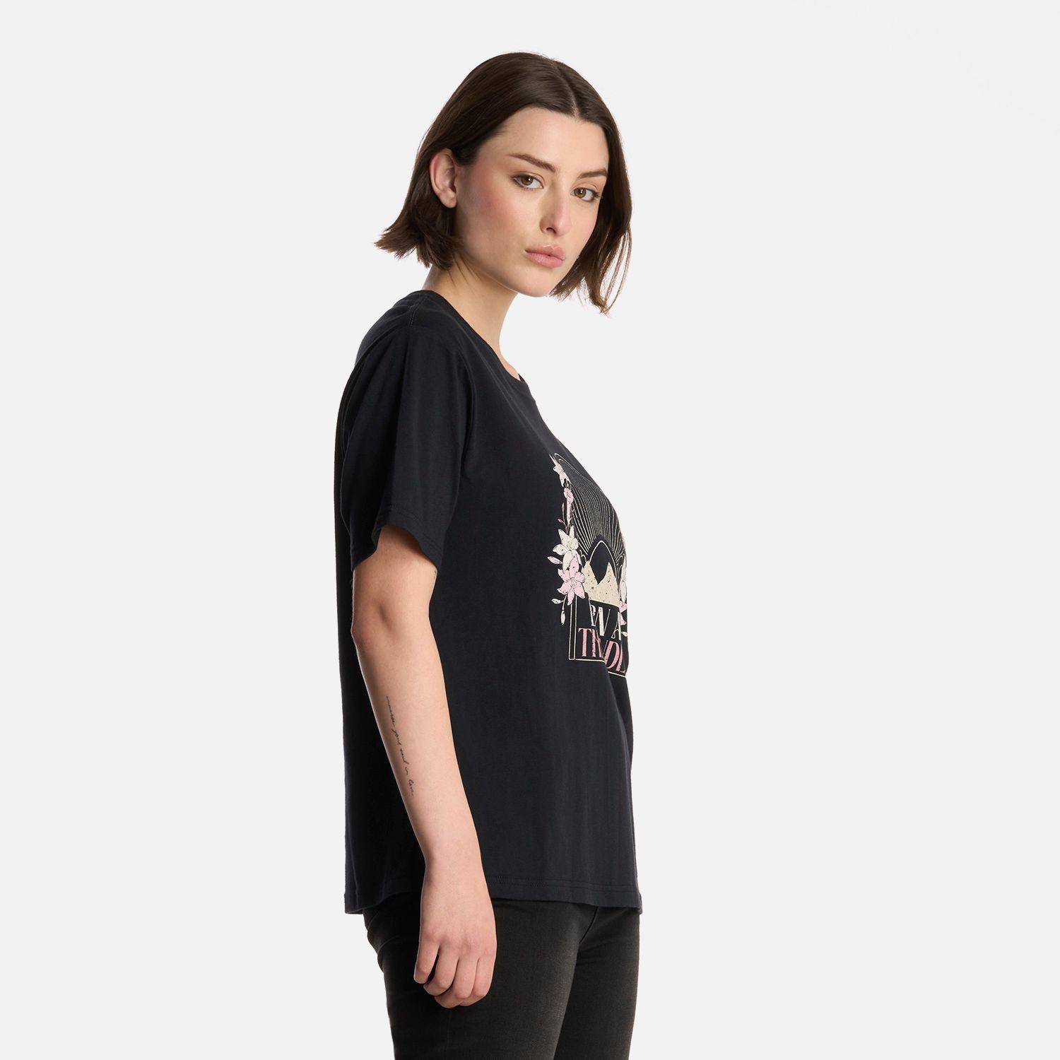 Polera Mujer Logo Lippi T-Shirt Negro Lippi V25-1