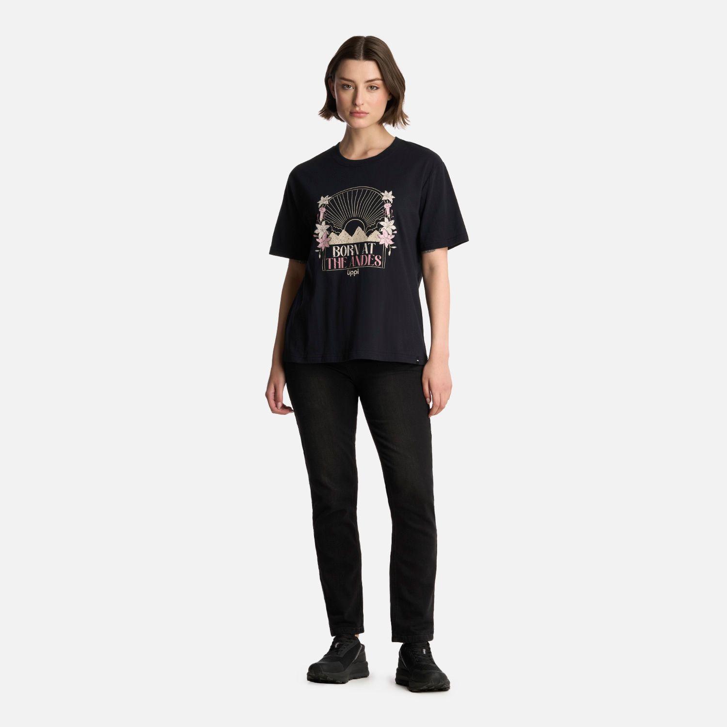 Polera Mujer Logo Lippi T-Shirt Negro Lippi V25-4