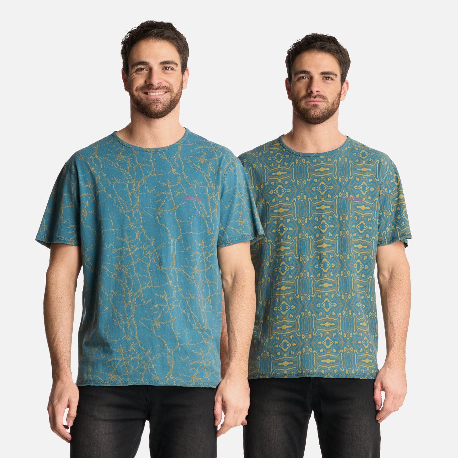 Polera Hombre Bi-Curioso Print Petroleo Haka Honu-0