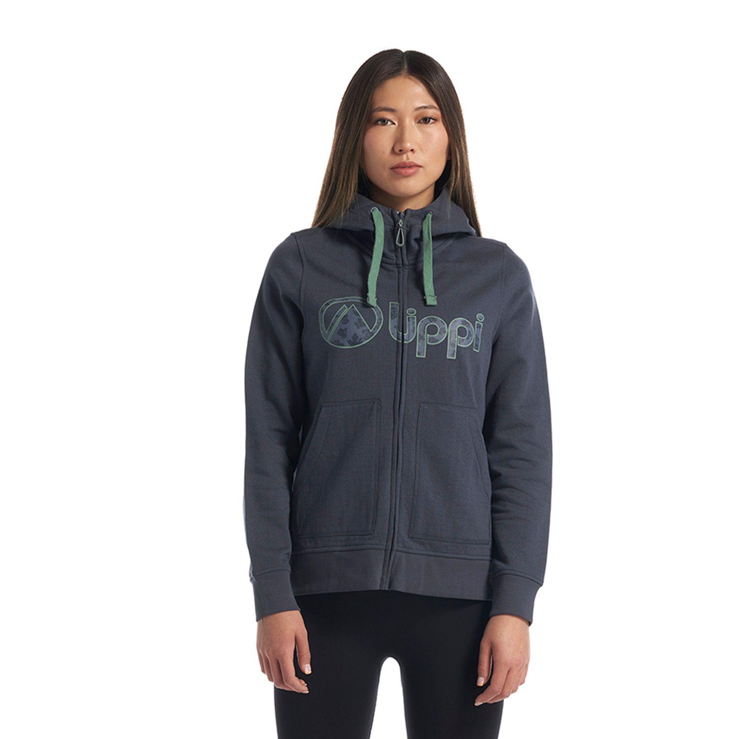 Poleron Mujer Insigne Full Zip Hoody Sweatshirt Melange Azul Marino Lippi-1