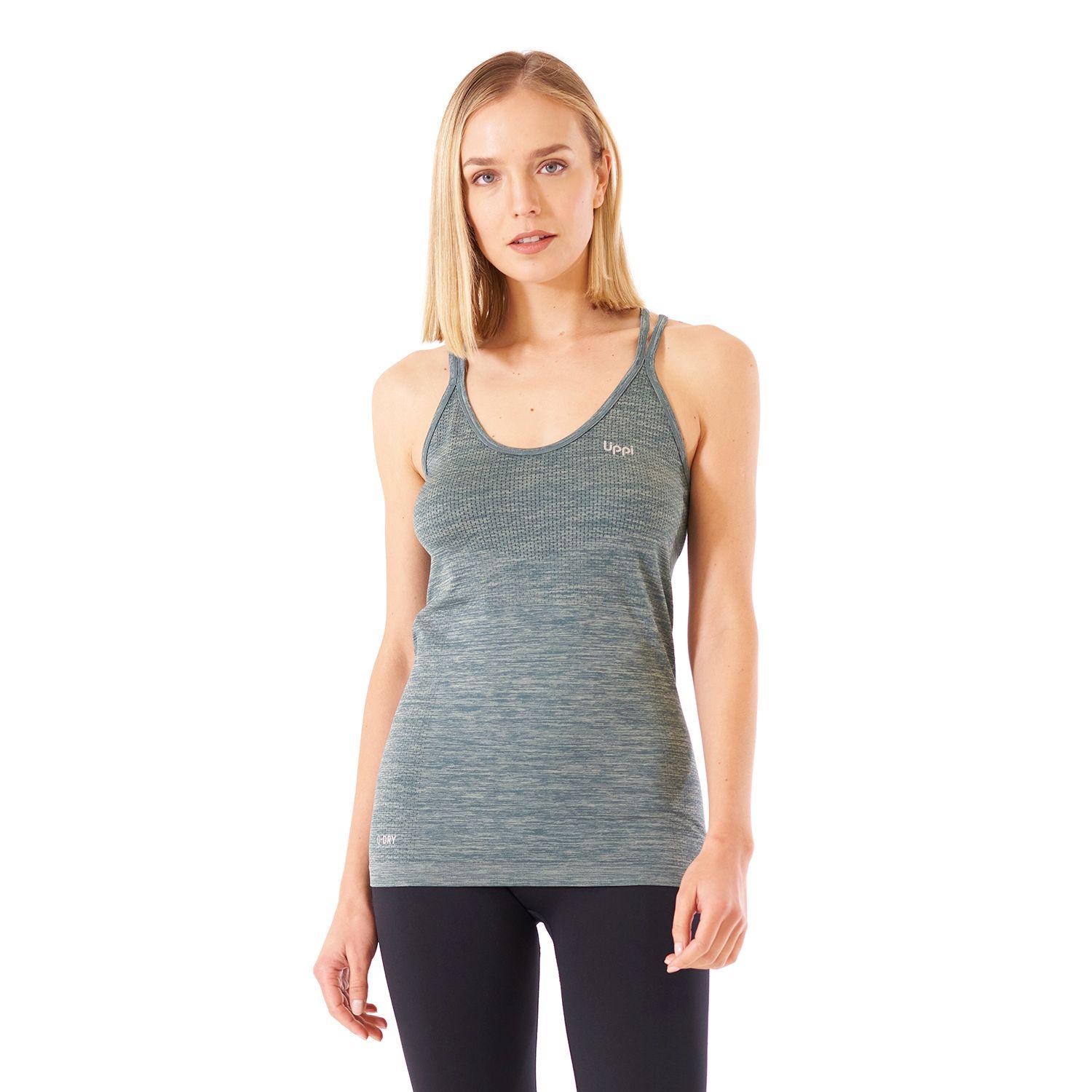 Polera Mujer Trained Q-Dry Tank Melange Verde Lippi V21-1